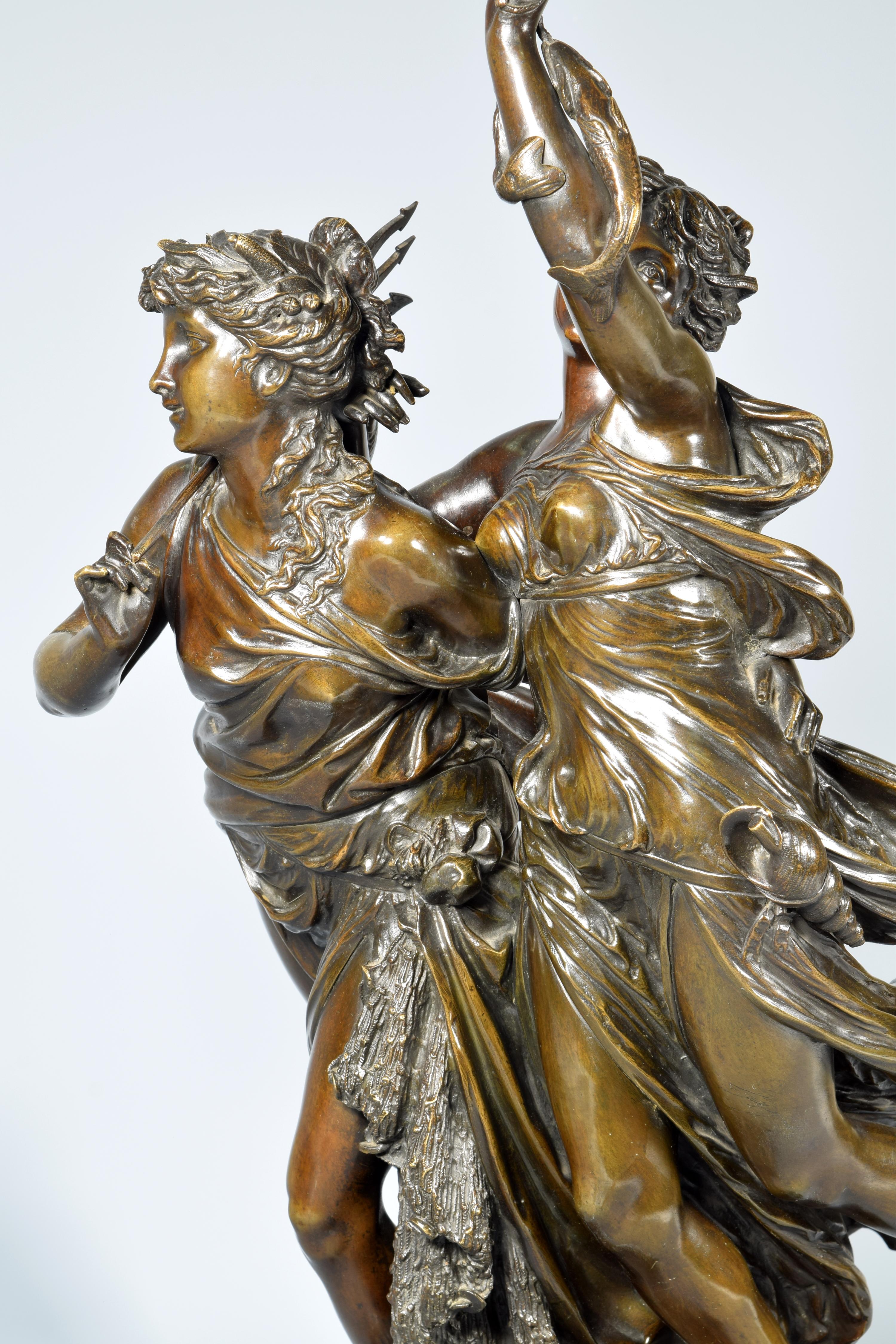 Allegory of Fishing 'La Pêche', Bronze, Peiffer, Auguste Joseph, 19th Century 5