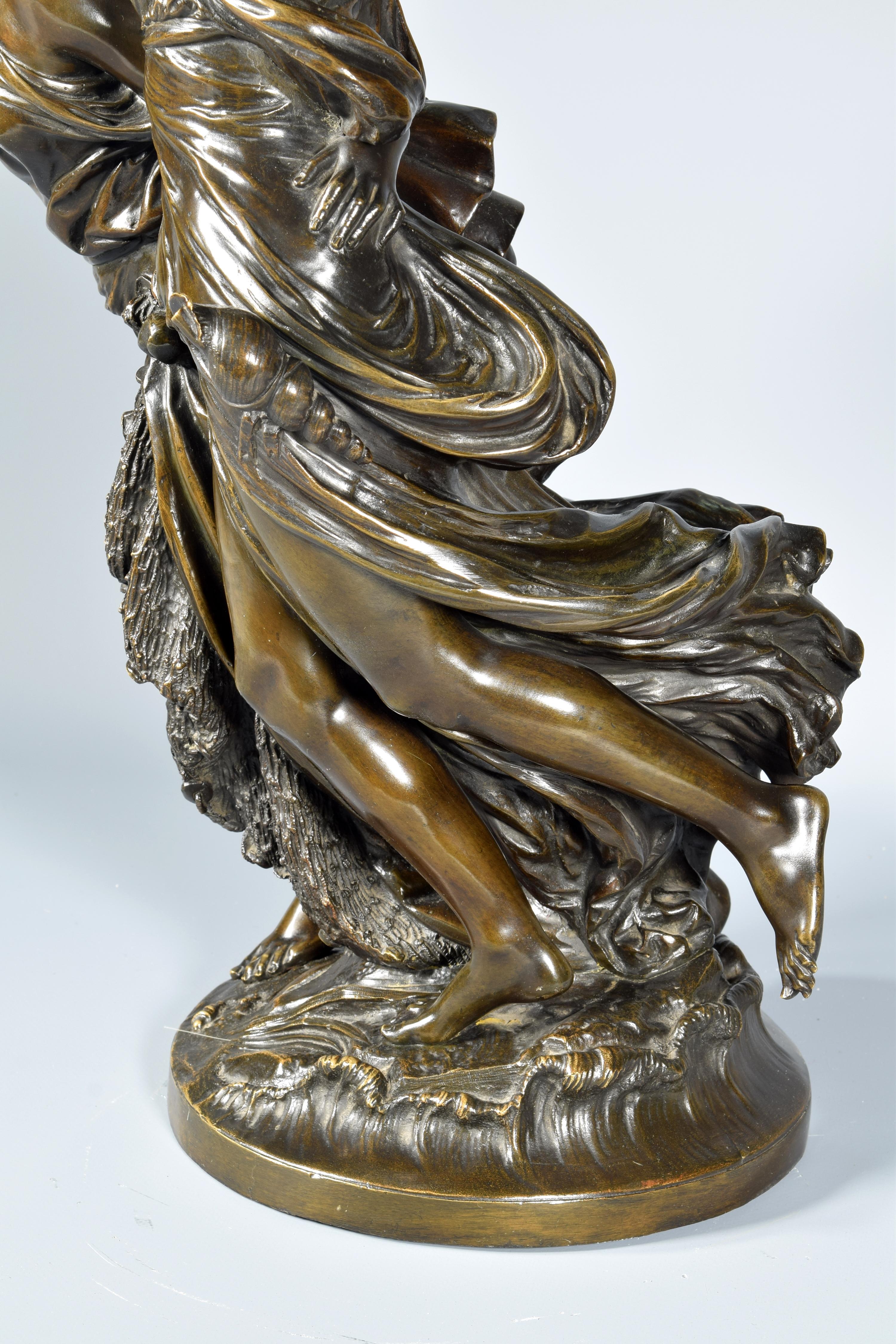Allegory of Fishing 'La Pêche', Bronze, Peiffer, Auguste Joseph, 19th Century 6