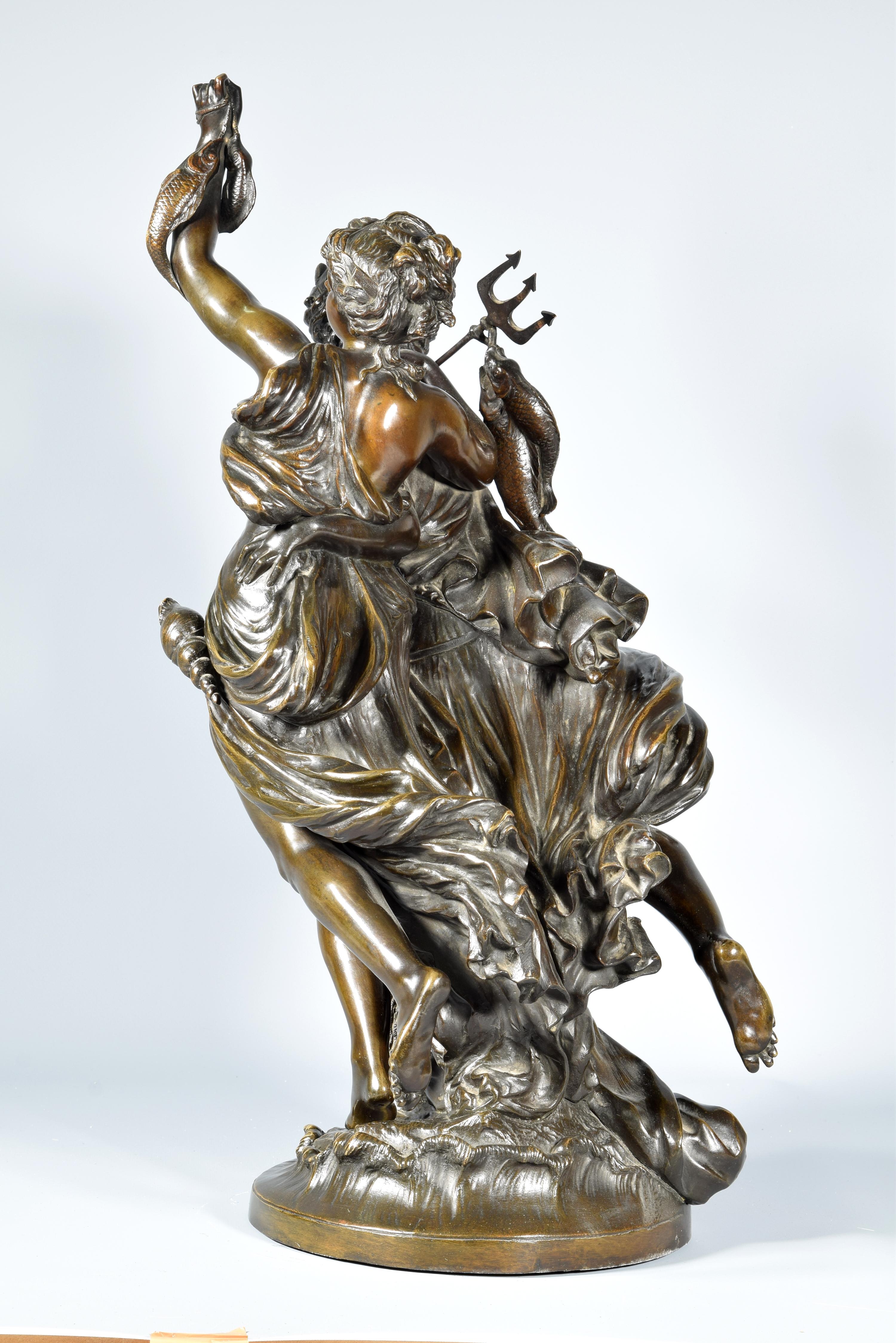 Allegory of Fishing 'La Pêche', Bronze, Peiffer, Auguste Joseph, 19th Century In Good Condition In Madrid, ES