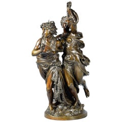 Allegory of Fishing 'La Pêche', Bronze, Peiffer, Auguste Joseph, 19th Century