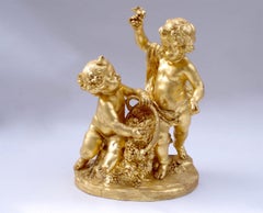 Allegory of Grapes Harvest, Gilt Terracotta, 20th Century