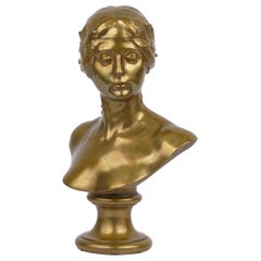 “Allegory of History” Bronze Bust Sculpture by Georges Bareau & Barbedienne