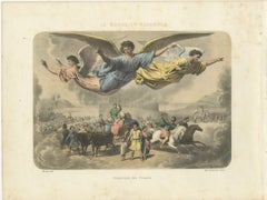Allegory of Human Dispersion – Antique Lithograph, Le Monde en Estampes, c.1845