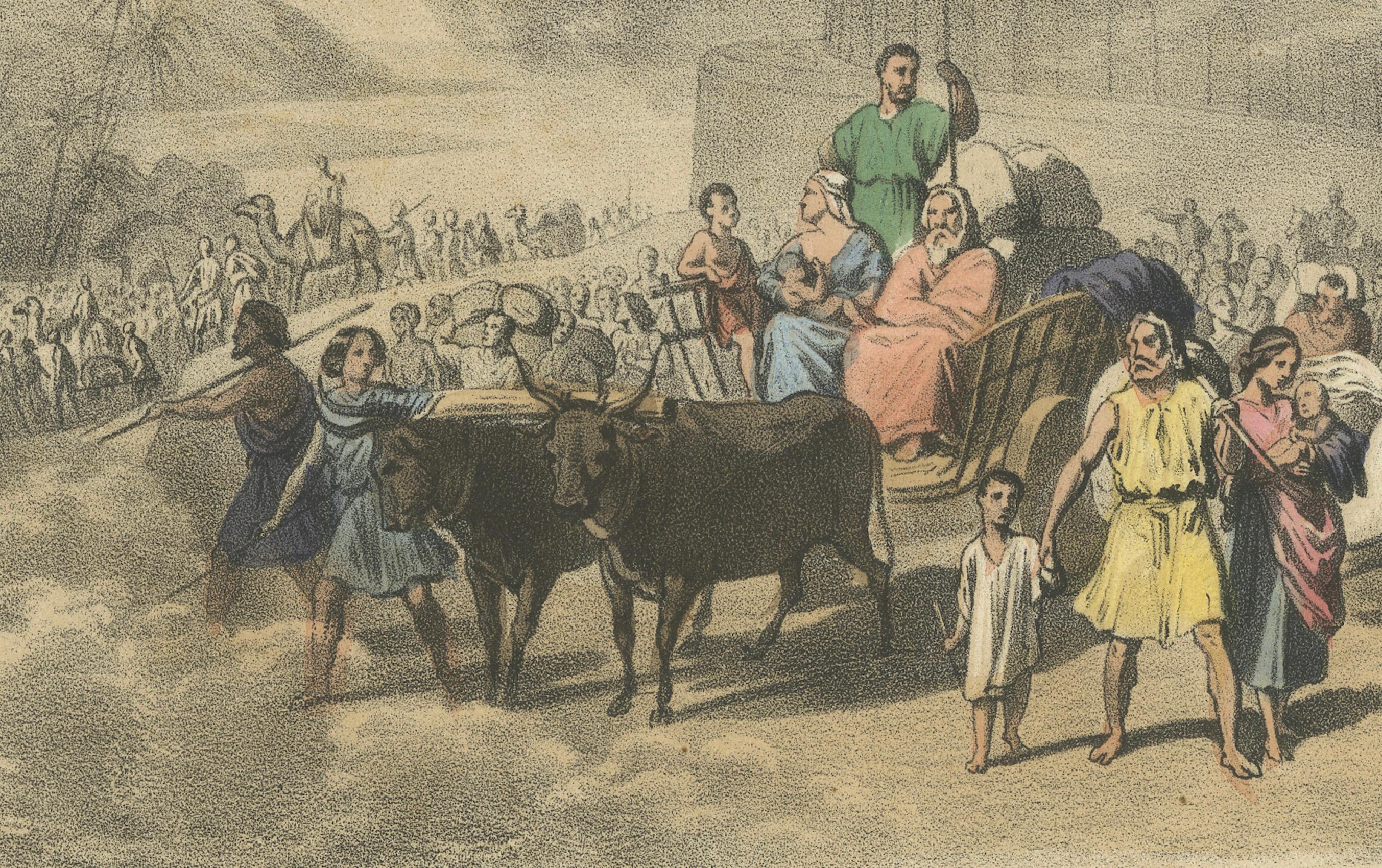 Papier Allégorie de la dispersion humaine - Lithographie ancienne, Le Monde en Estampes, c.1845 en vente