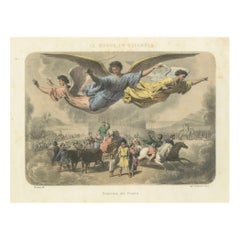 Allegory of Human Dispersion – Antique Lithograph, Le Monde en Estampes, c.1845
