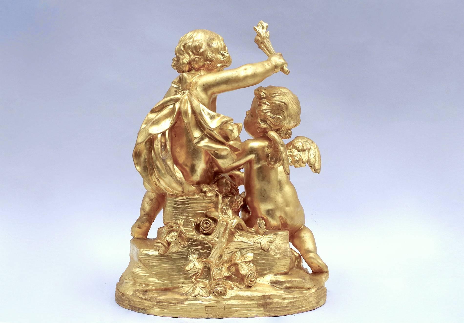 Neoclassical Allegory of Music, Gilt Terracotta, 20th Century