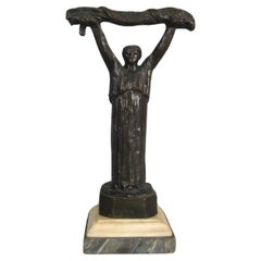 Allegoria della Nature, scultura in bronzo di Maspoli, Art Deco, anni '20/'30 - 1Y164