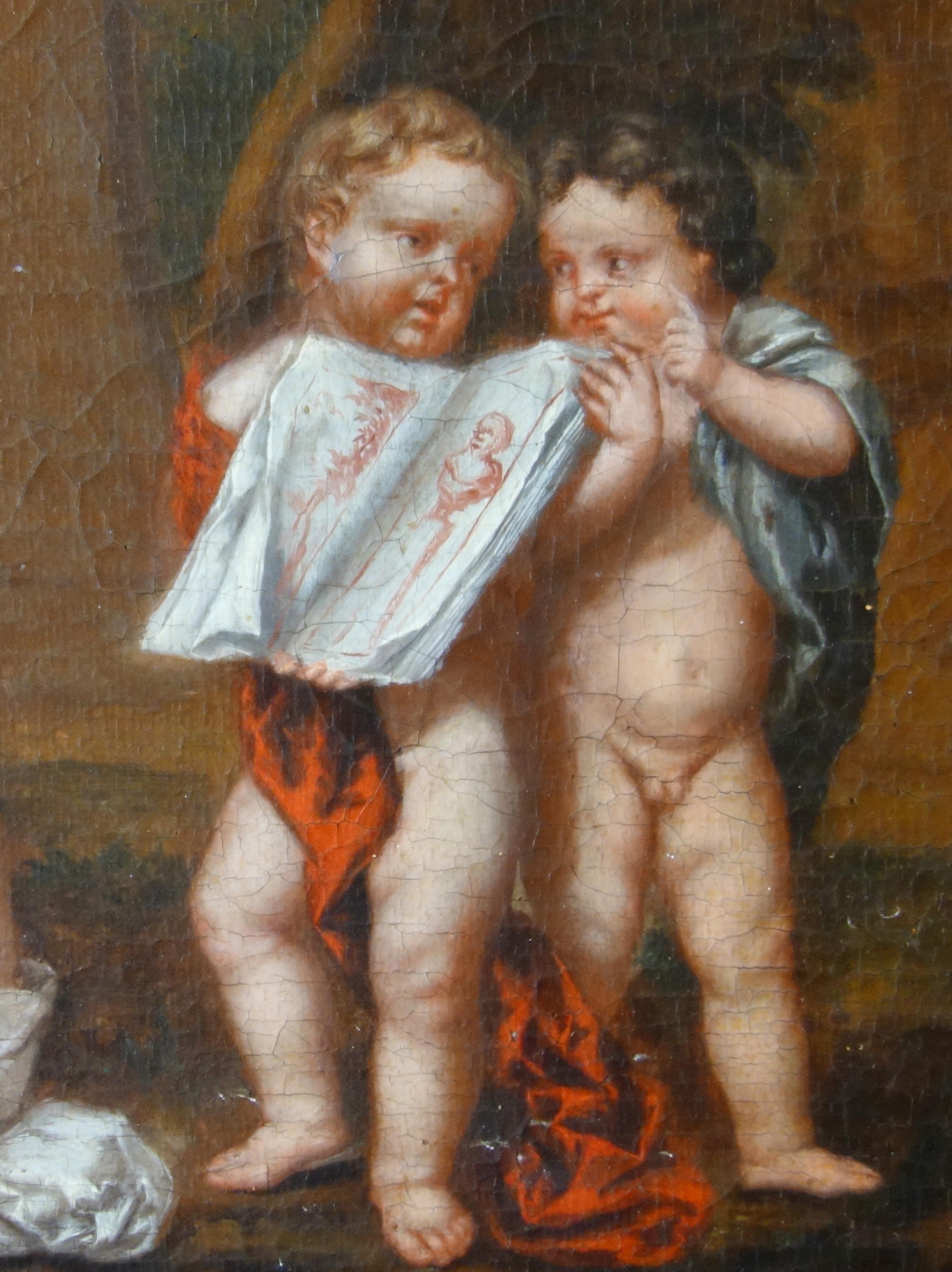 Allégorie de la peinture, début du XVIIIe siècle, école française - huile sur panneau en vente 4