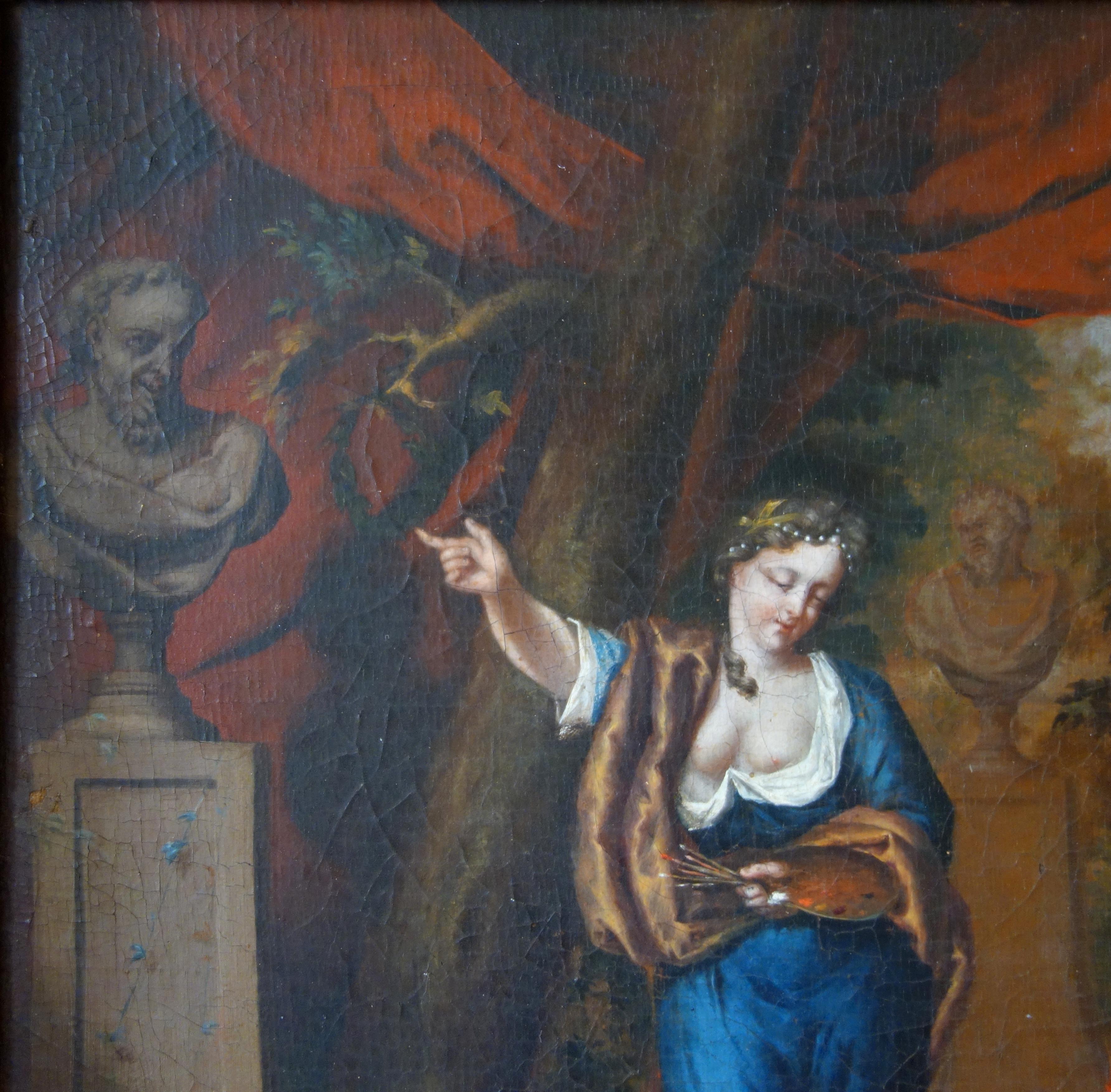 Allegory of painting, early 18th century French school - oil on panel For Sale 1