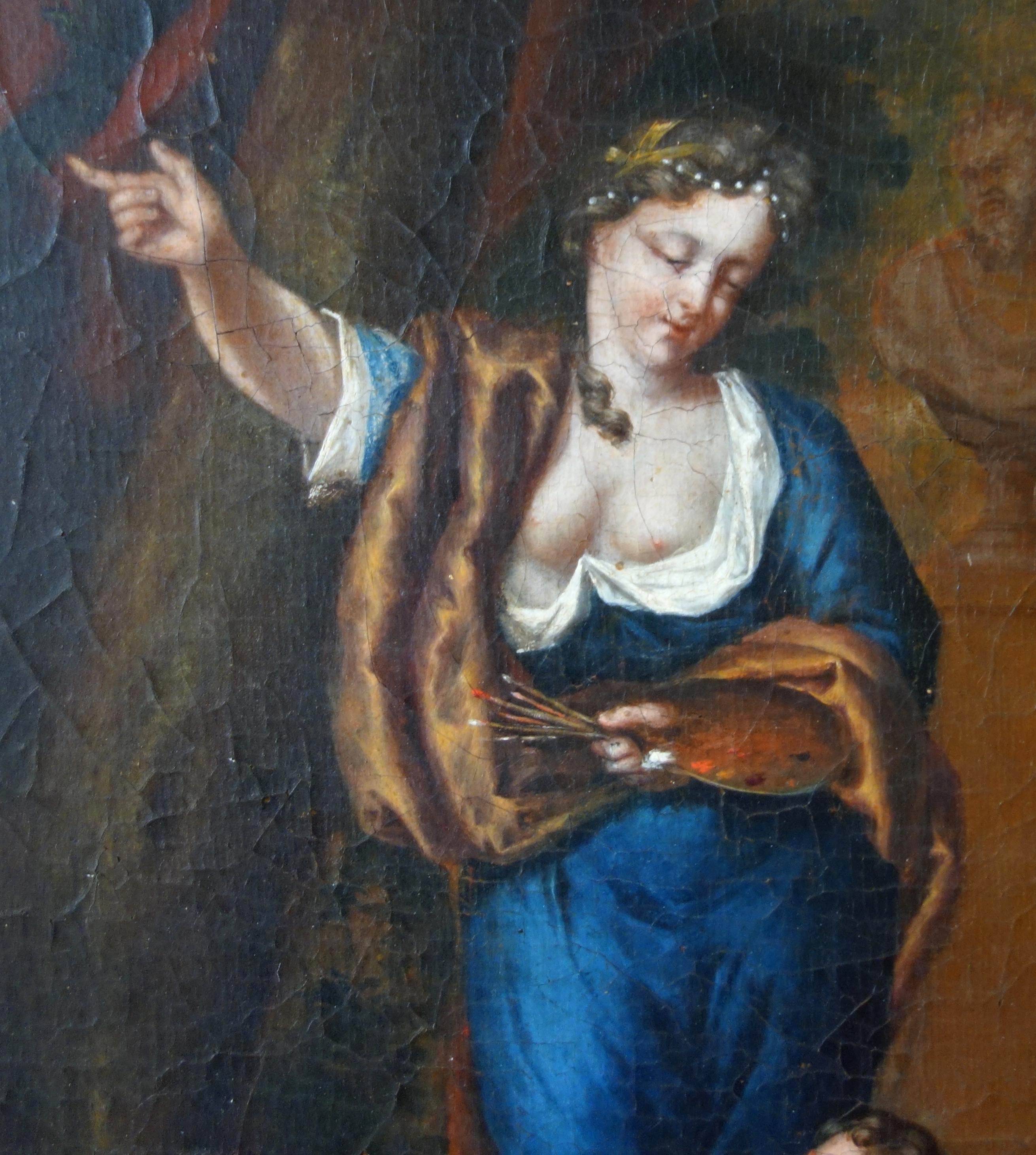 Allégorie de la peinture, début du XVIIIe siècle, école française - huile sur panneau en vente 2