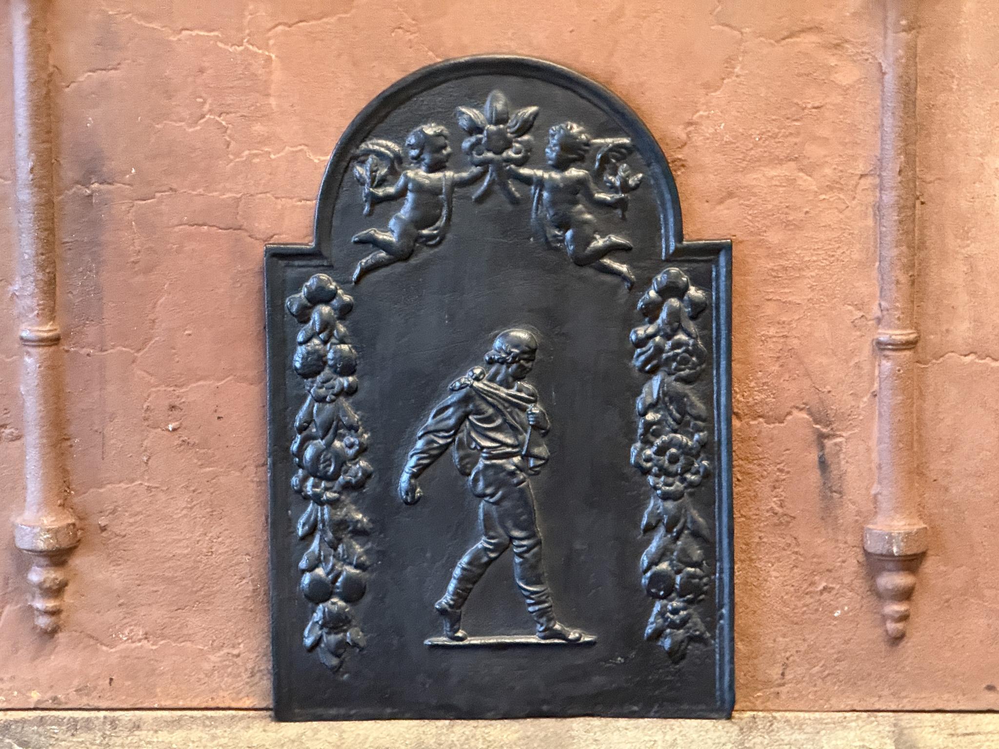 Cast Allegory of Peace with Sower Fireback / Backsplash, 17-18th Century For Sale