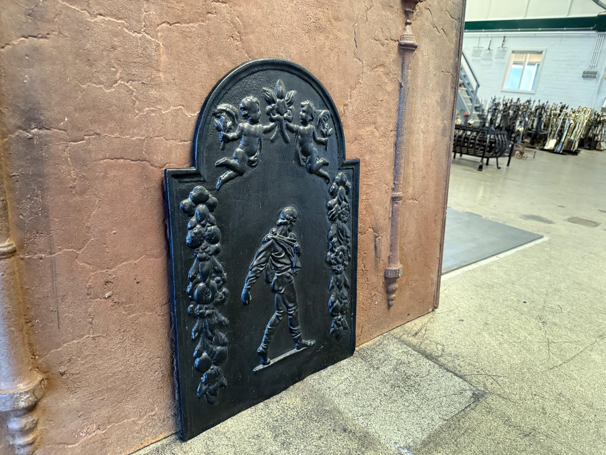 Iron Allegory of Peace with Sower Fireback / Backsplash, 17-18th Century For Sale