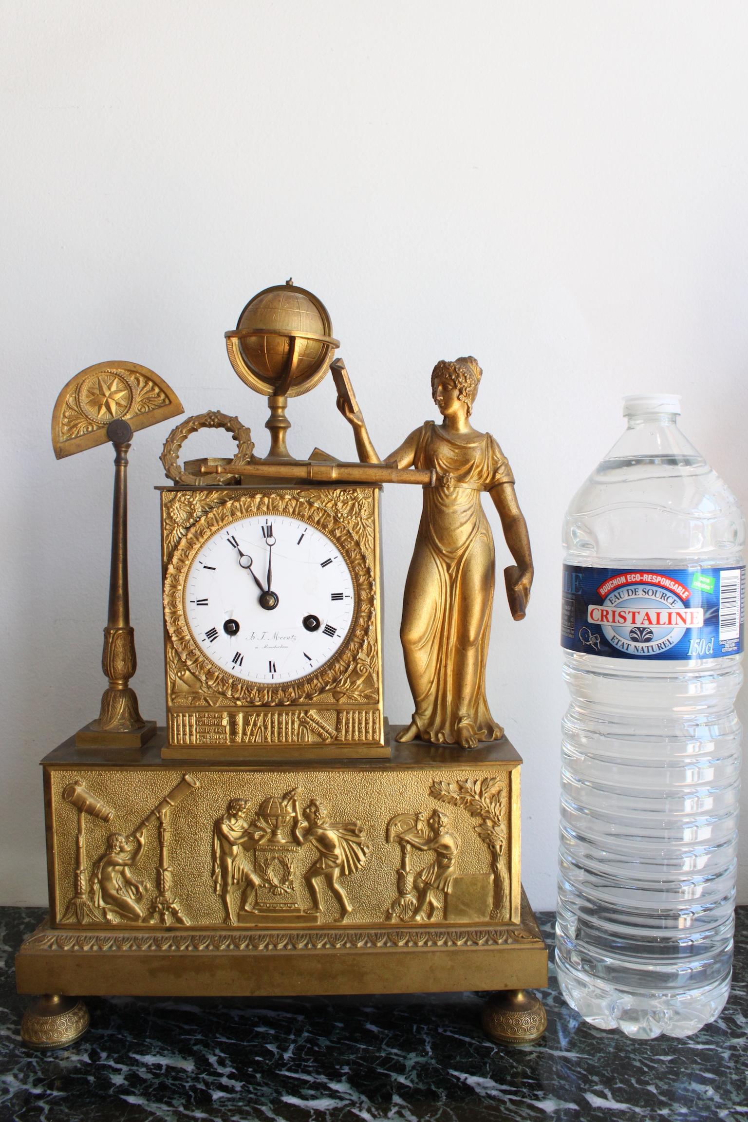 Allegory of Science Gilt Bronze Clock 6