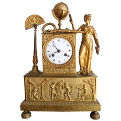 Allegory of Science Gilt Bronze Clock