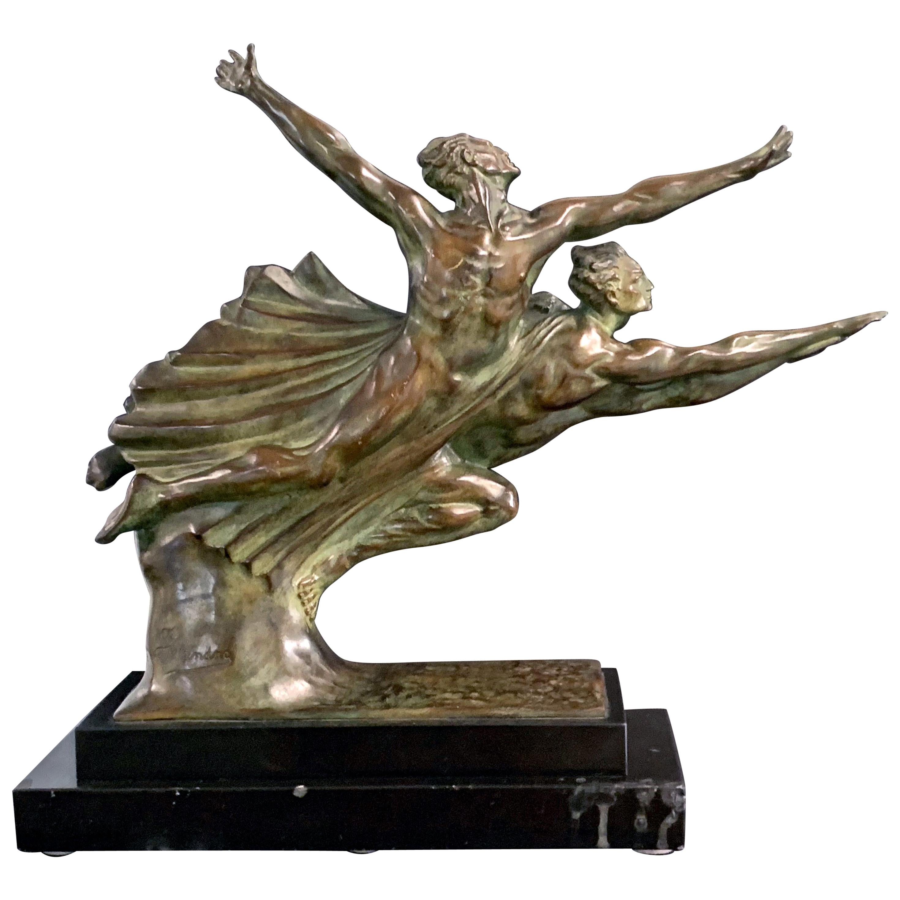 "Allegory of Speed, " Art Deco Bronze Depicting the Ecstasy of Athletic Effort For Sale