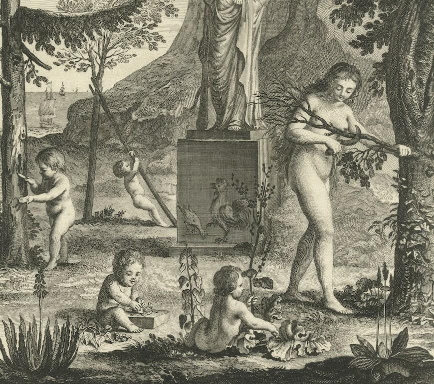 Allegory of Surgery Engraving with Etching by B. L. Prevost, 1779 In Excellent Condition For Sale In Langweer, NL