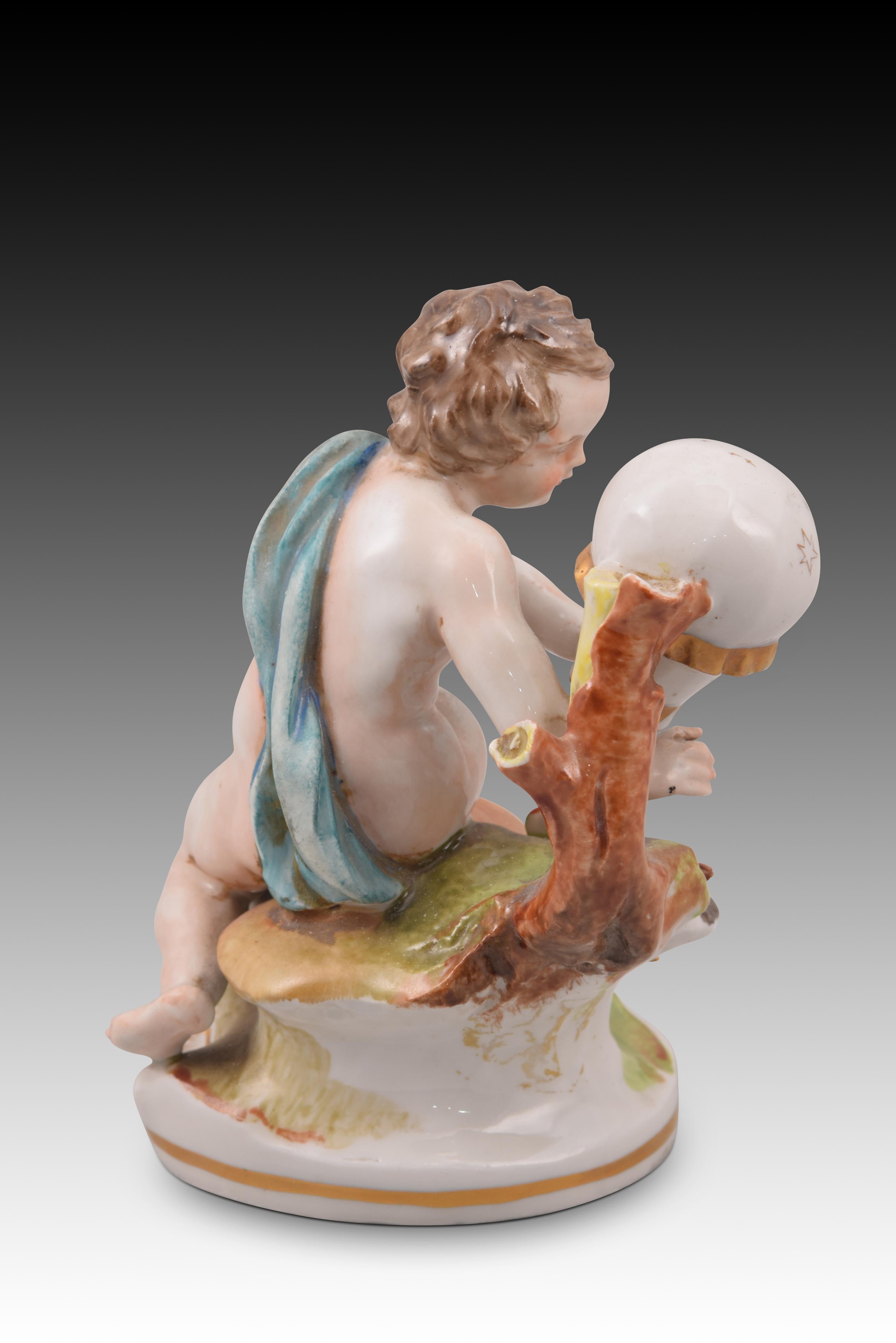 Rococo Allegory of the Air, Glazed Porcelain, Hispania Porcelain, Spain, 20th Century For Sale
