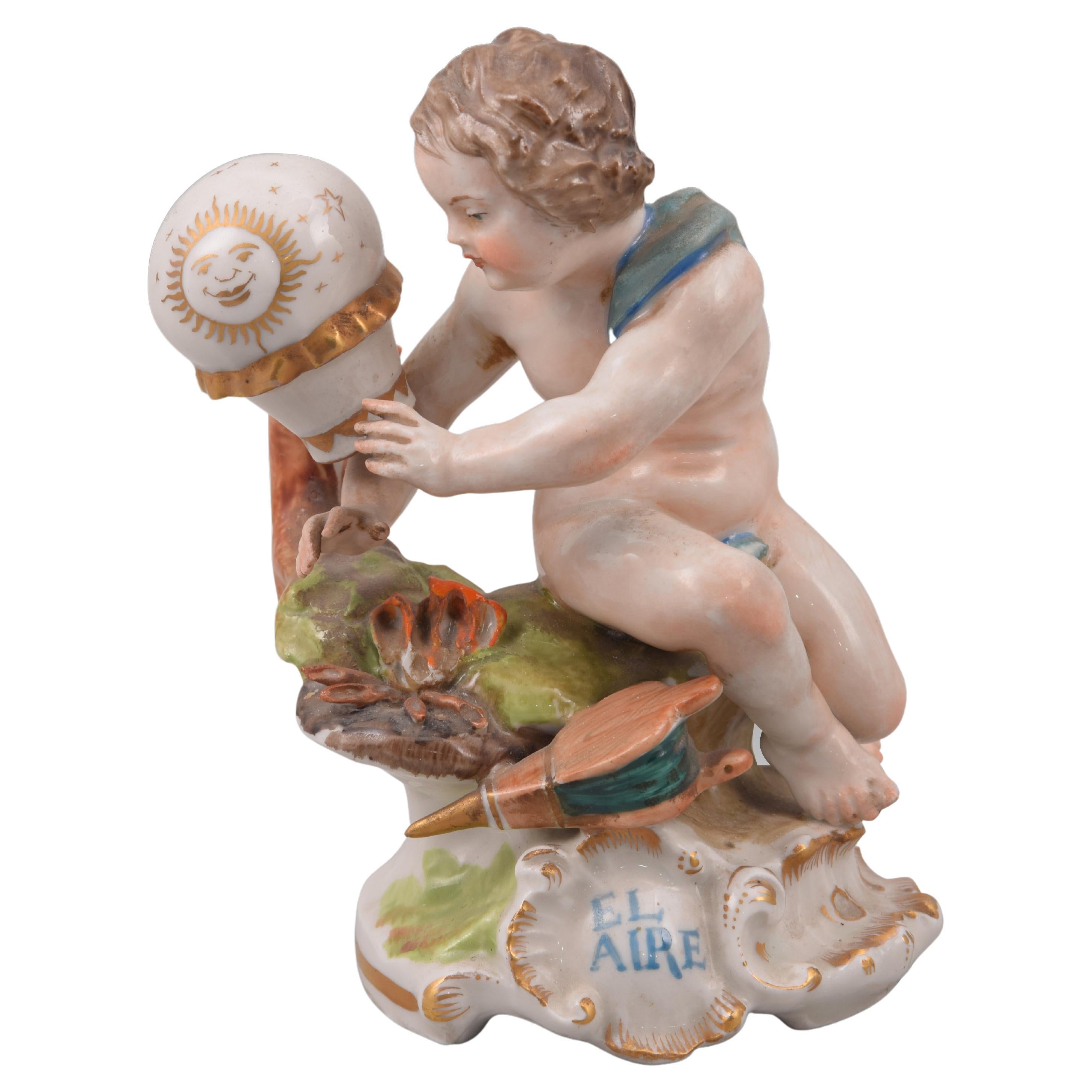 Allegory of the Air, Glazed Porcelain, Hispania Porcelain, Spain, 20th Century For Sale