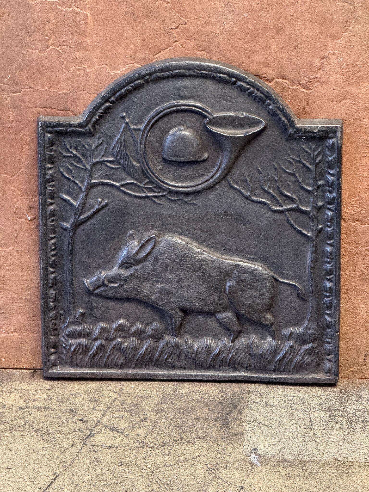 French 'Allegory of the Hunt' Fireback / Backsplash, Napoleon III Style, 20th Century For Sale