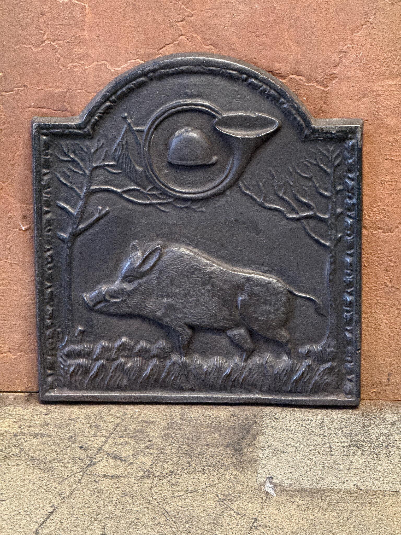 Cast 'Allegory of the Hunt' Fireback / Backsplash, Napoleon III Style, 20th Century For Sale