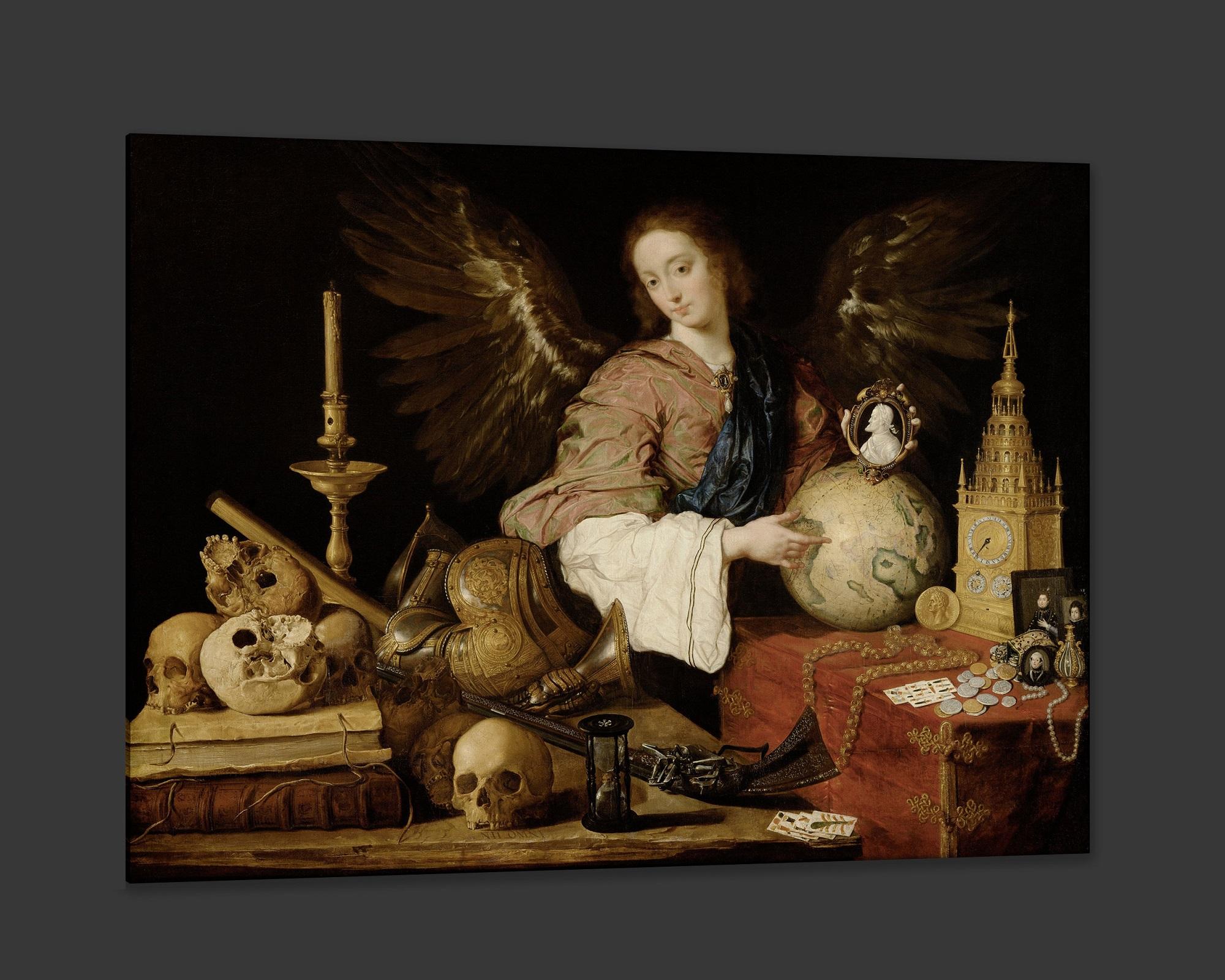 Spanish Allegory of Vanity, After Baroque Oil Painting by Antonio de Pereda For Sale