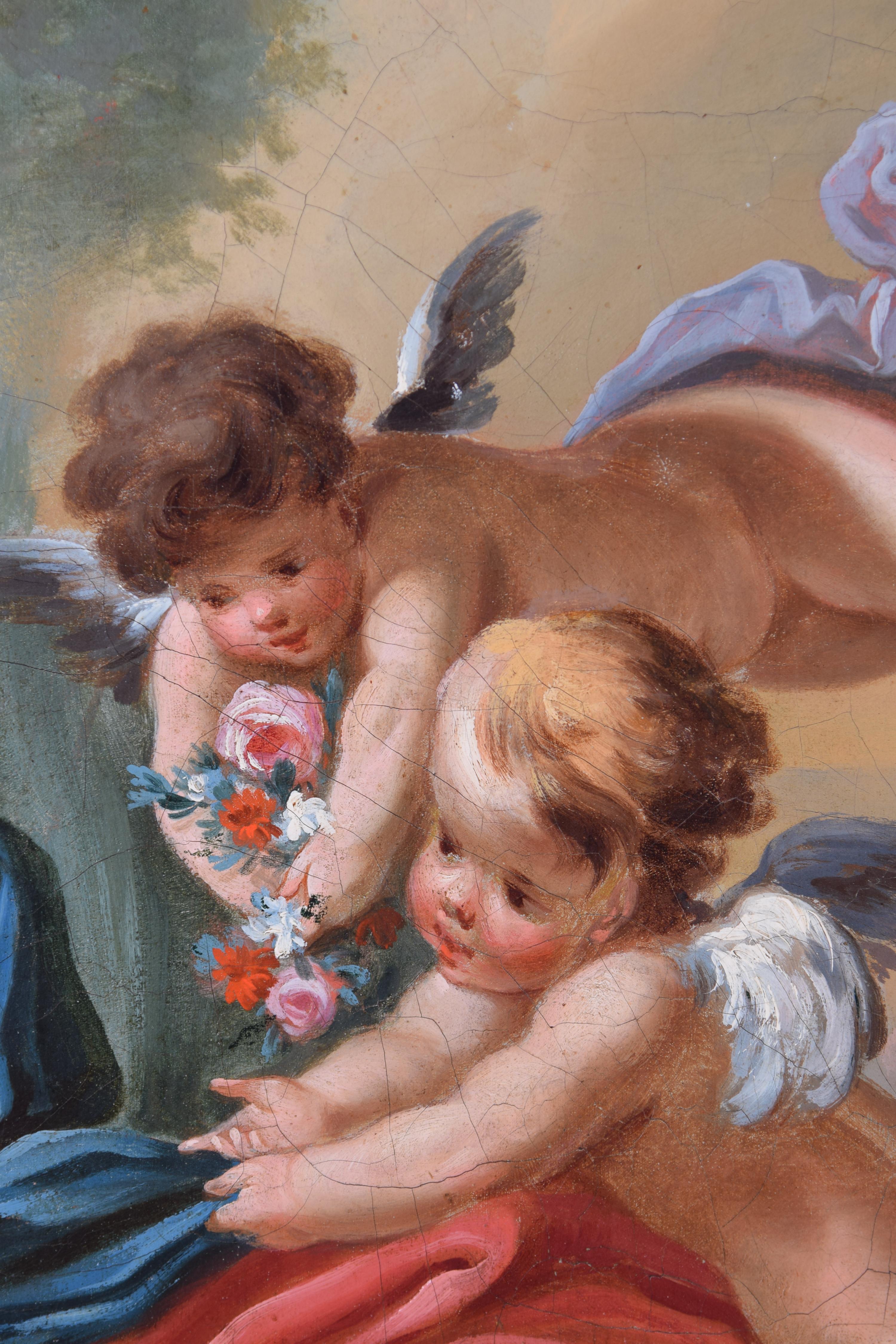 Alegoría de Venus con Cupidos. Óleo sobre lienzo. Entronizado por BOUCHER, François en venta 3
