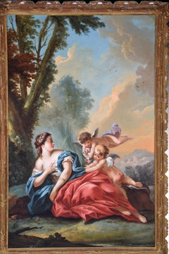 Allegory of Venus with Cupids. Oil on canvas. Enthroned by BOUCHER, François