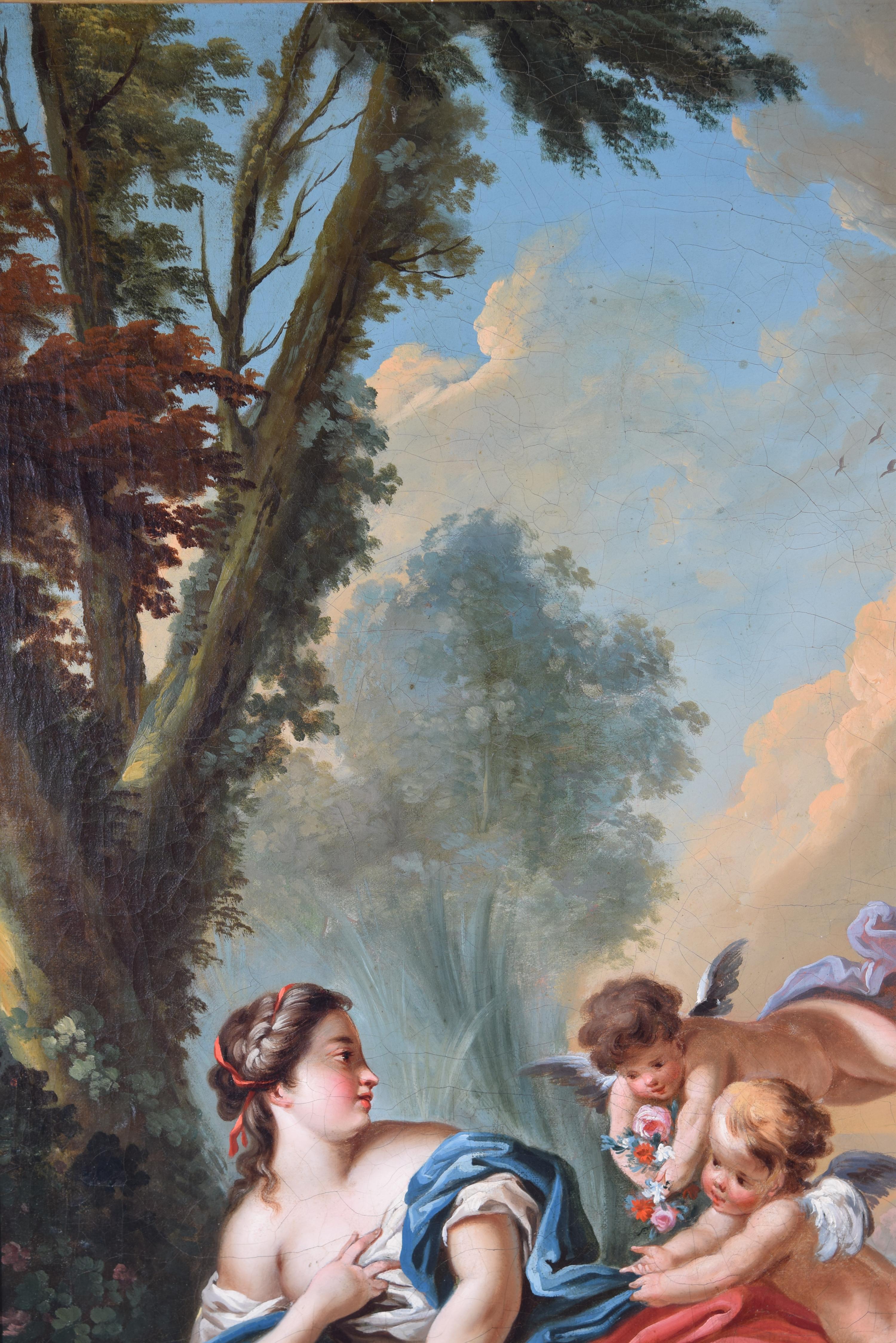 Alegoría de Venus con Cupidos. Óleo sobre lienzo. Entronizado por BOUCHER, François Otro en venta