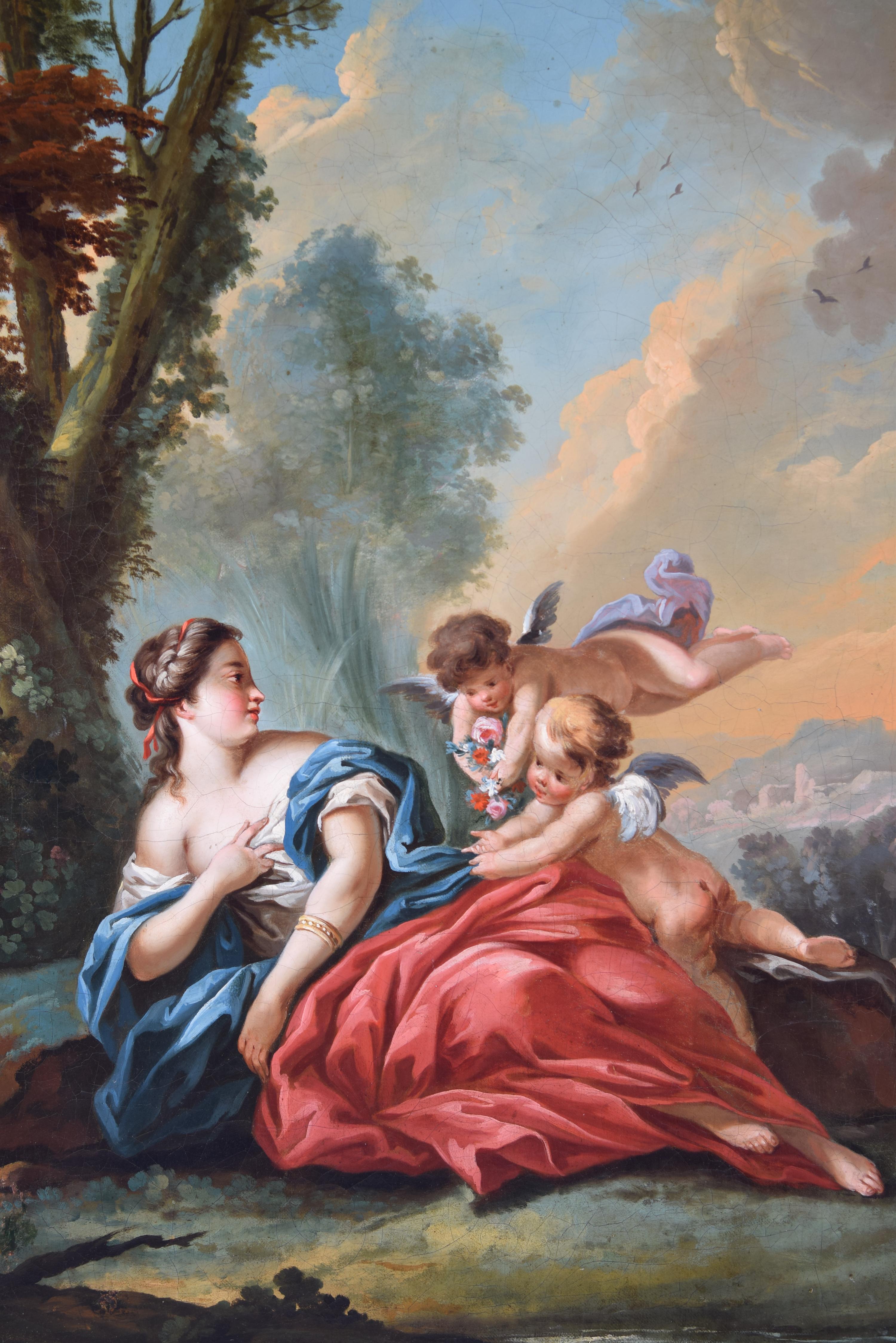 Alegoría de Venus con Cupidos. Óleo sobre lienzo. Entronizado por BOUCHER, François en venta 1