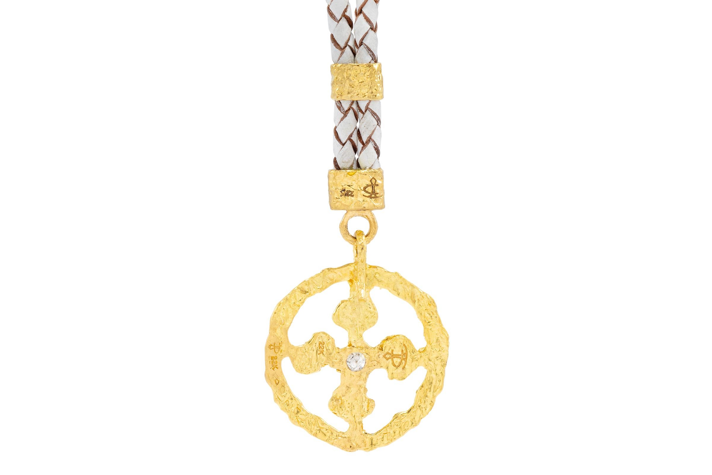 Women's or Men's Allegra Crusader Cross Pendant in 22k Gold, by Tagili For Sale