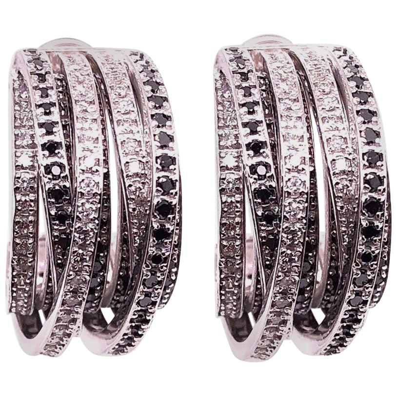 Allegra de Grisogono Style Weiße und farbig verzierte schwarze Diamant-Ohrringe im Angebot