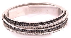 Allegra de Grisogono Style White and Colored Black Diamond Bangle, 14 Karat