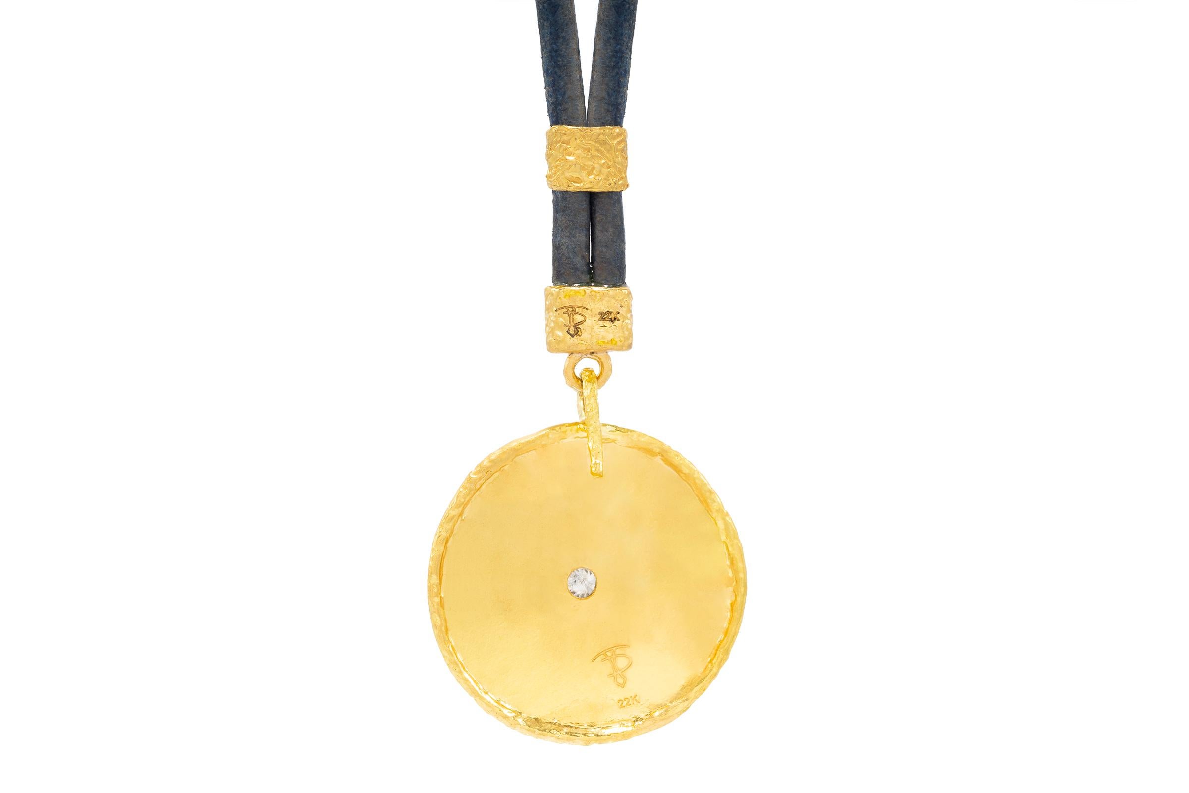 Women's Allegra Sunburst Pendant in 22k Gold, by Tagili For Sale