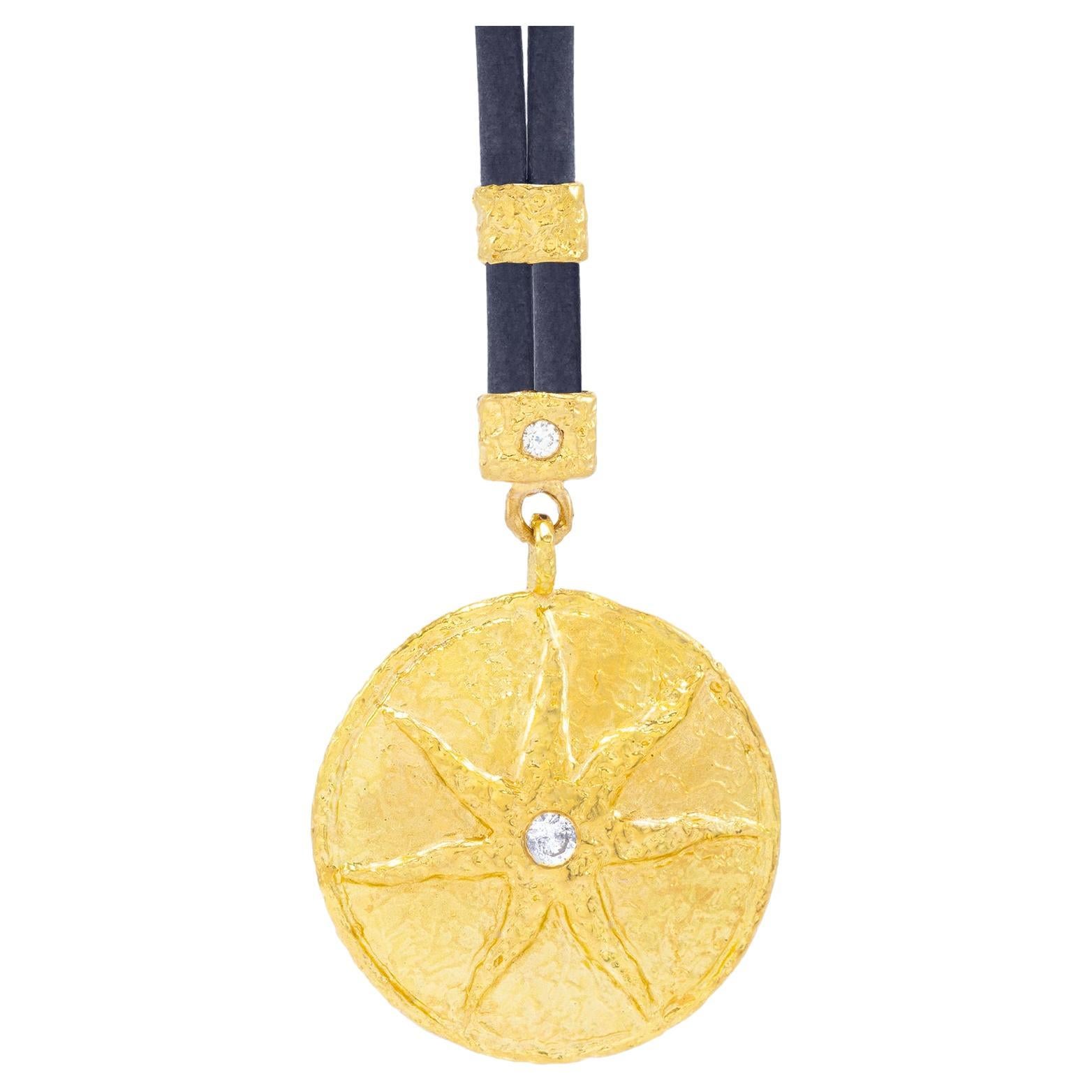 Allegra Sunburst Pendant in 22k Gold, by Tagili For Sale