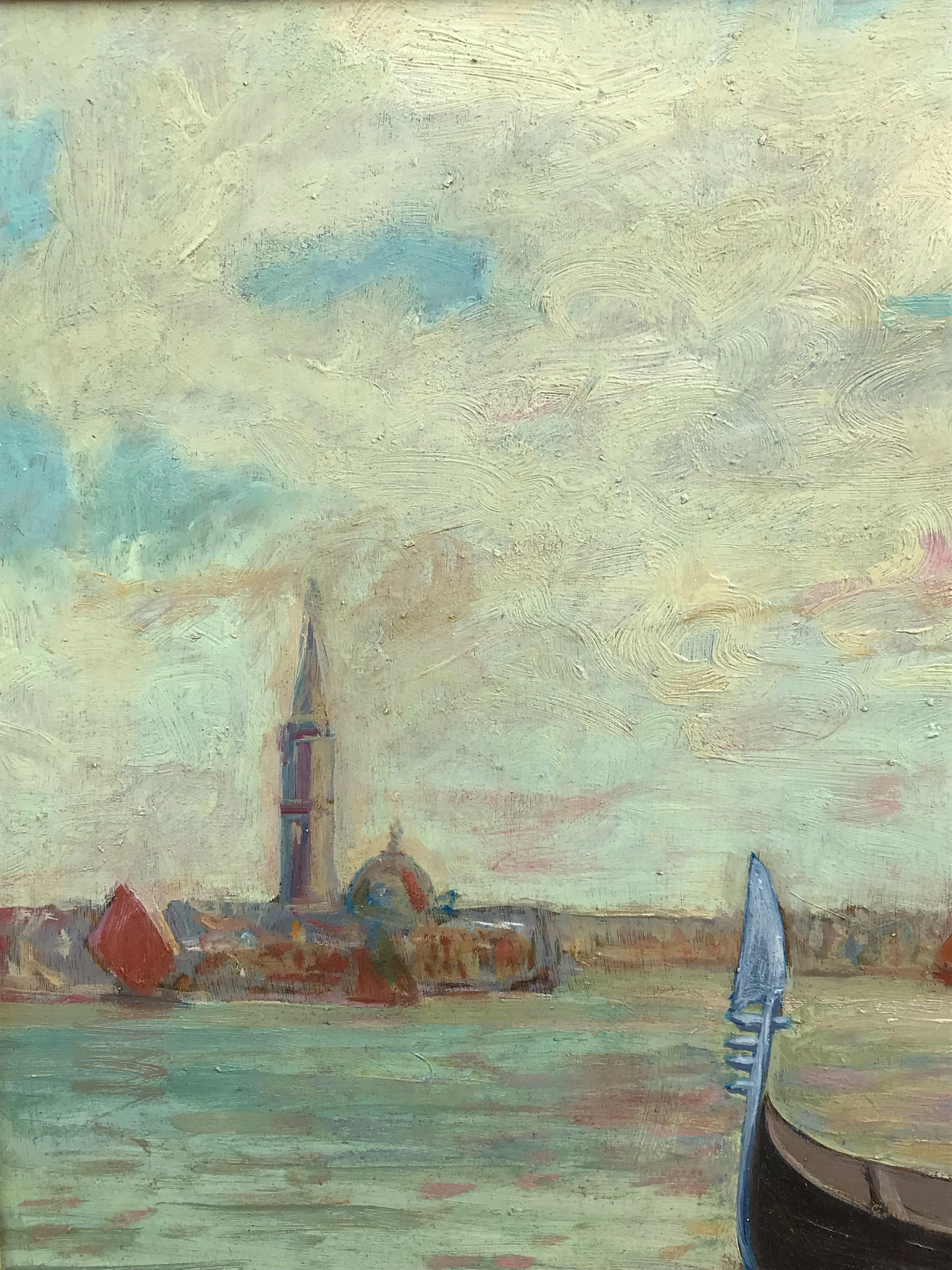 Gemälde 19. Jahrhundert Venedig, Kanal, Schriftzeichen im Angebot 5