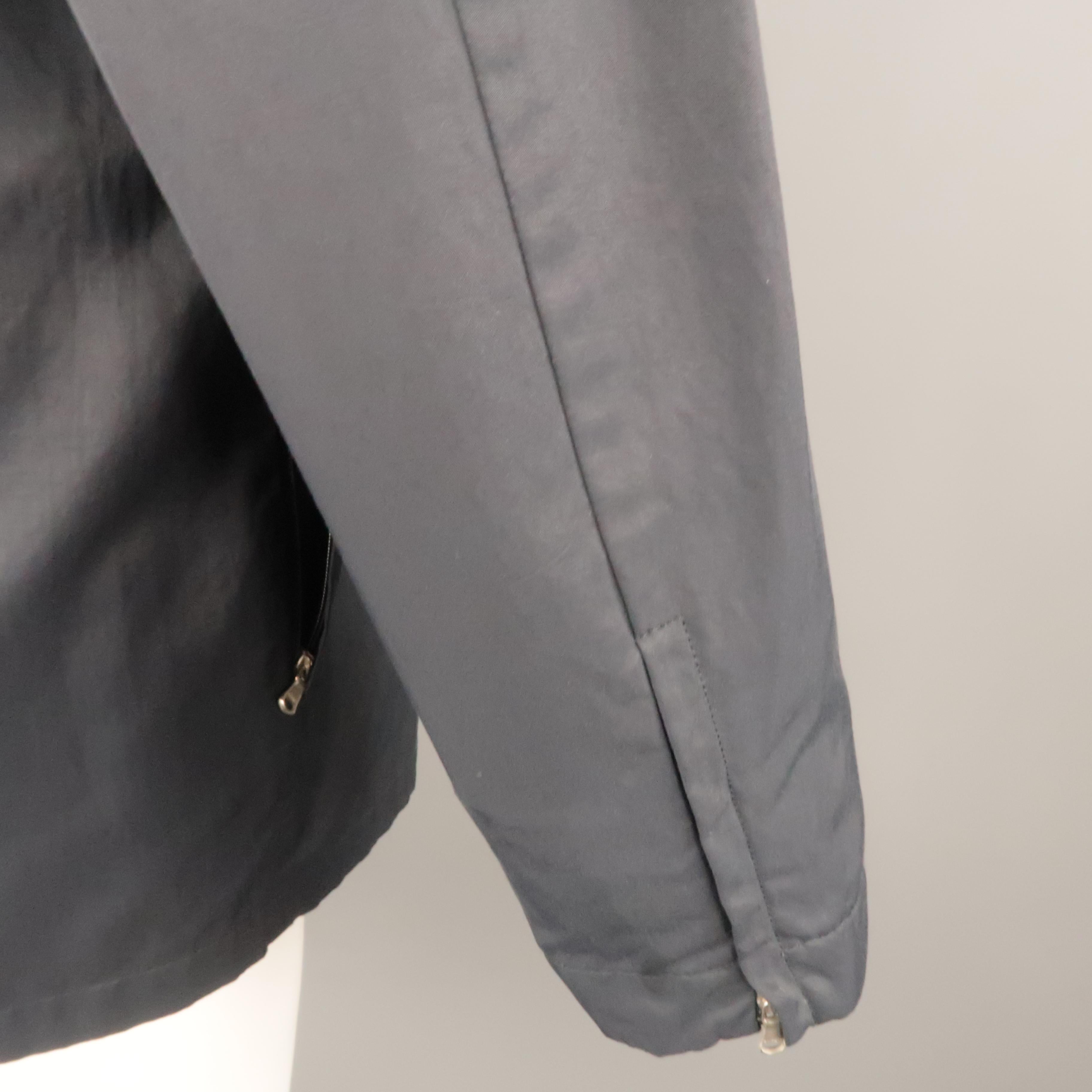 ALLEGRI 40 Navy Solid Cotton Blend Hidden Placket Zip Pocket Jacket In Good Condition In San Francisco, CA