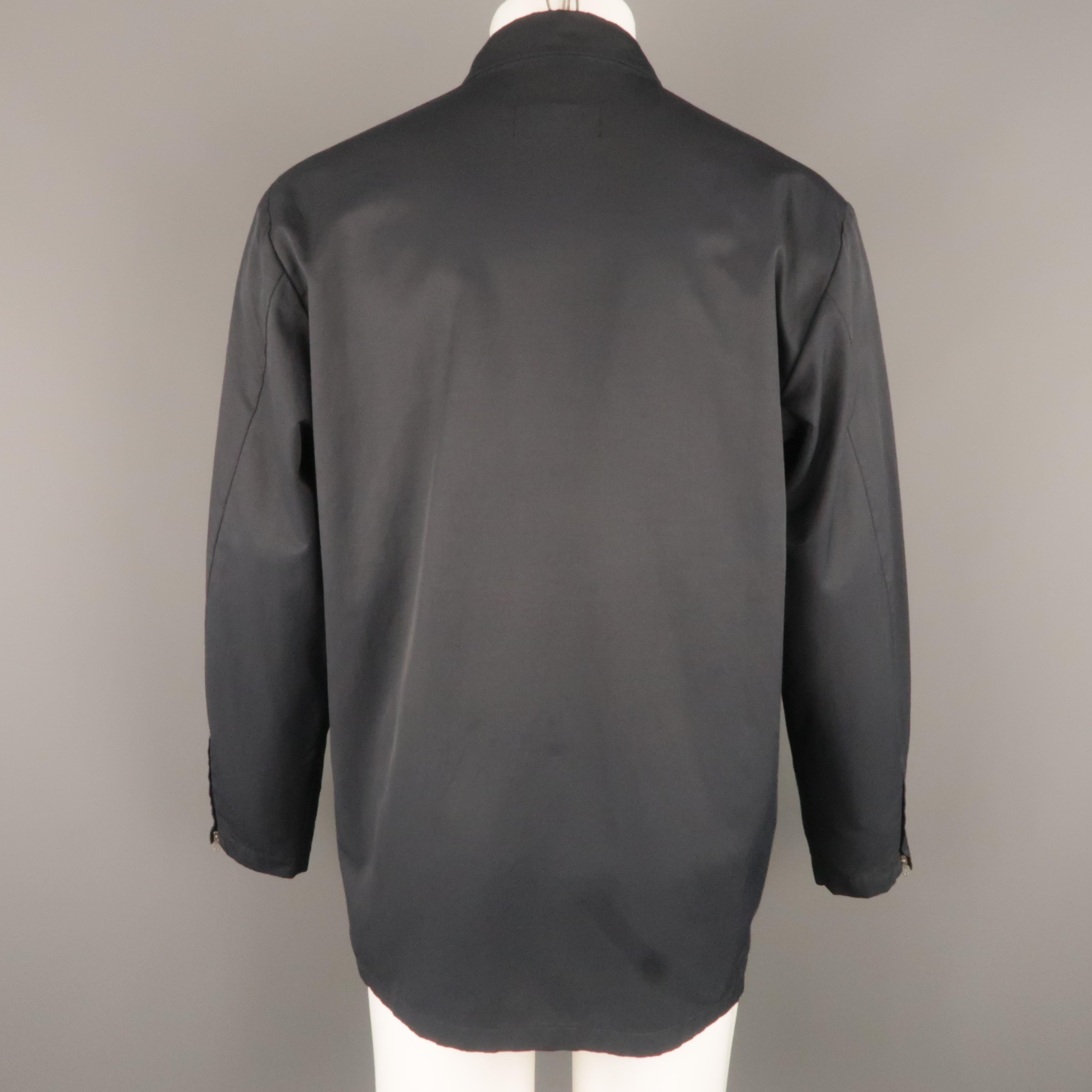 Men's ALLEGRI 40 Navy Solid Cotton Blend Hidden Placket Zip Pocket Jacket