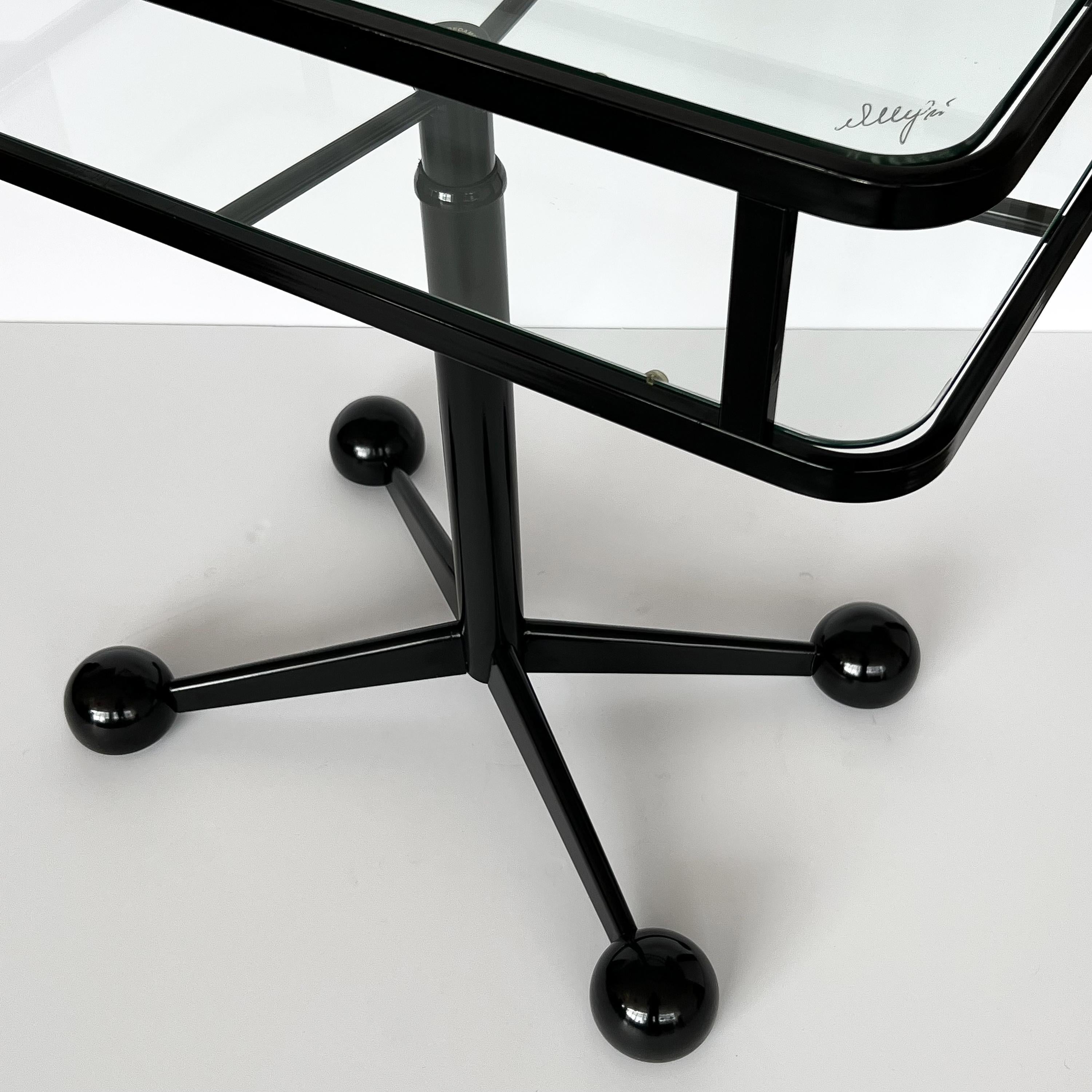 Allegri Arredamenti Black Metal Glass Two Tier Rolling Cart, 1970s 6