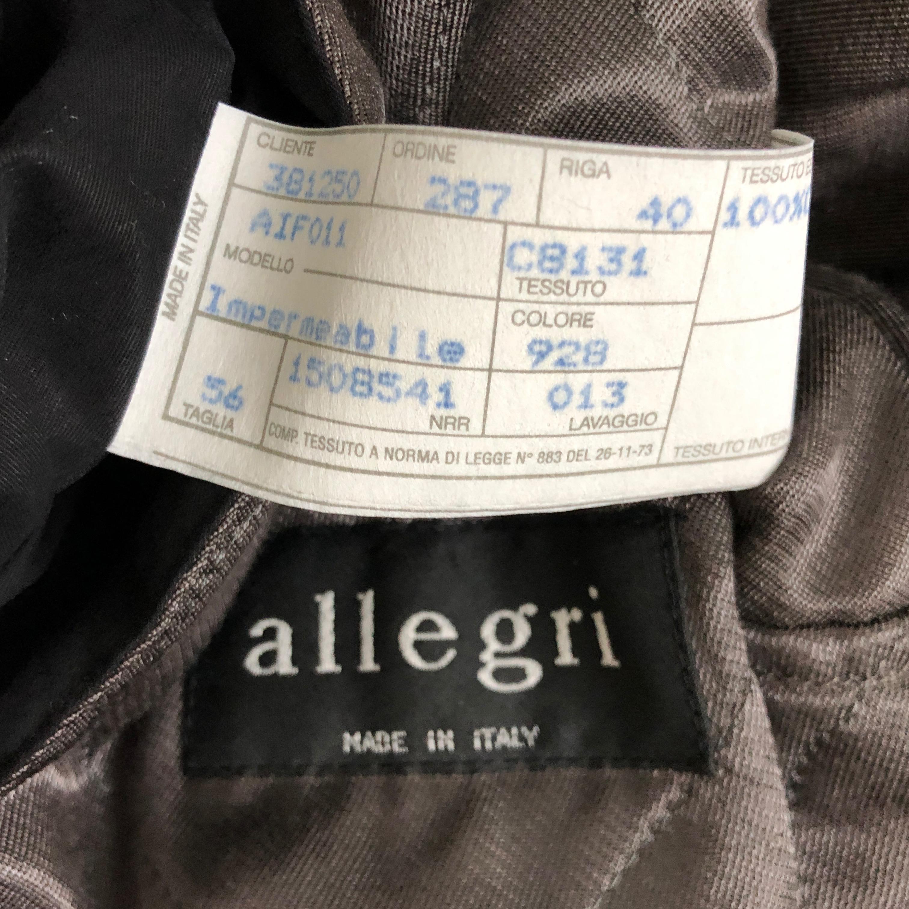 Allegri Italy Men's Black Trench Coat with Belt IT56 8