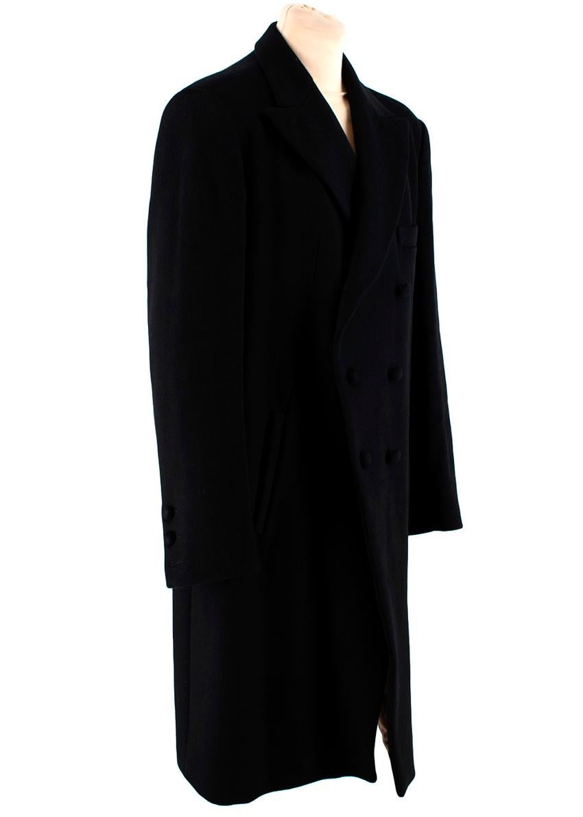 Allegri Long Black Cashmere Overcoat

- Double Breasted 
- 100% Cashmere 
- 100% Rayon Lining 
- Two Outer Deep Pockets 
- Cashmere Coated Buttons 
- Two Inner Breast Pockets 

Made In Italy
Measurements are taken laying flat, seam to seam.