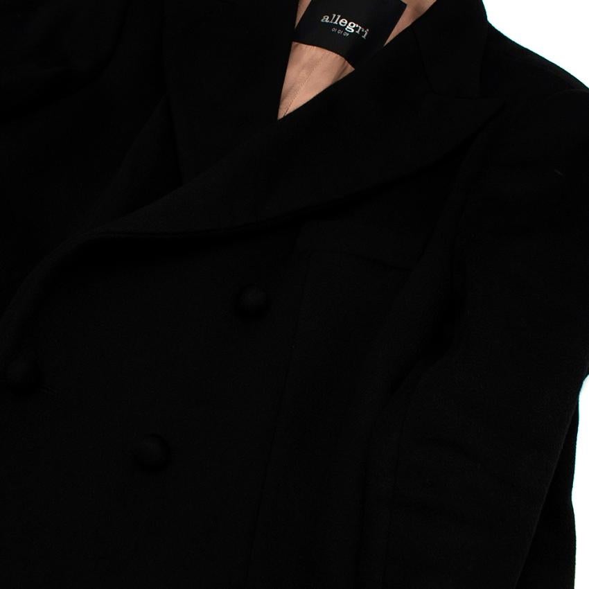 Allegri Long Black Double Breasted Cashmere Overcoat - Size US 8 2