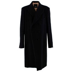 Allegri Long Black Double Breasted Cashmere Overcoat - Size US 8