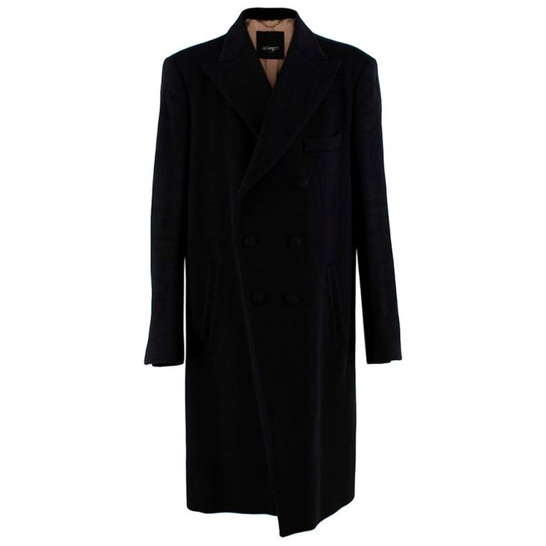 Allegri Long Black Double Breasted Cashmere Overcoat - Size US 8 at 1stDibs