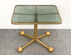 Allegri Midcentury Gold-Plated Italian Adjustable Trolley Serving Table, 1970s