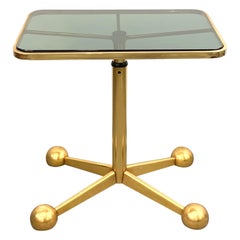 Allegri Midcentury Gold-Plated Italian Adjustable Trolley Serving Table, 1970s