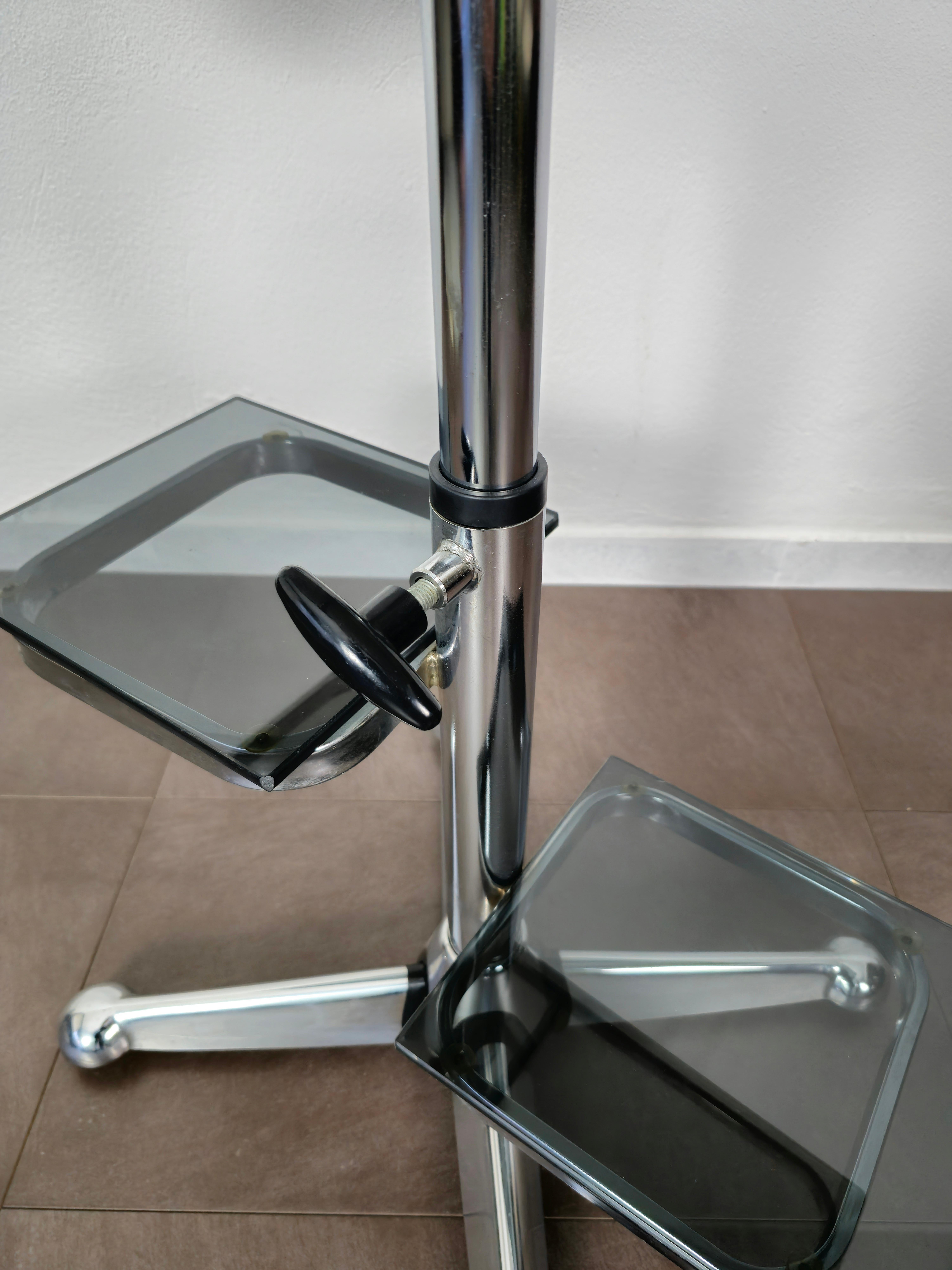 Allegri Parma Vintage TV Trolley Chrome and Glass Design Italy 1970s In Good Condition In Palermo, IT