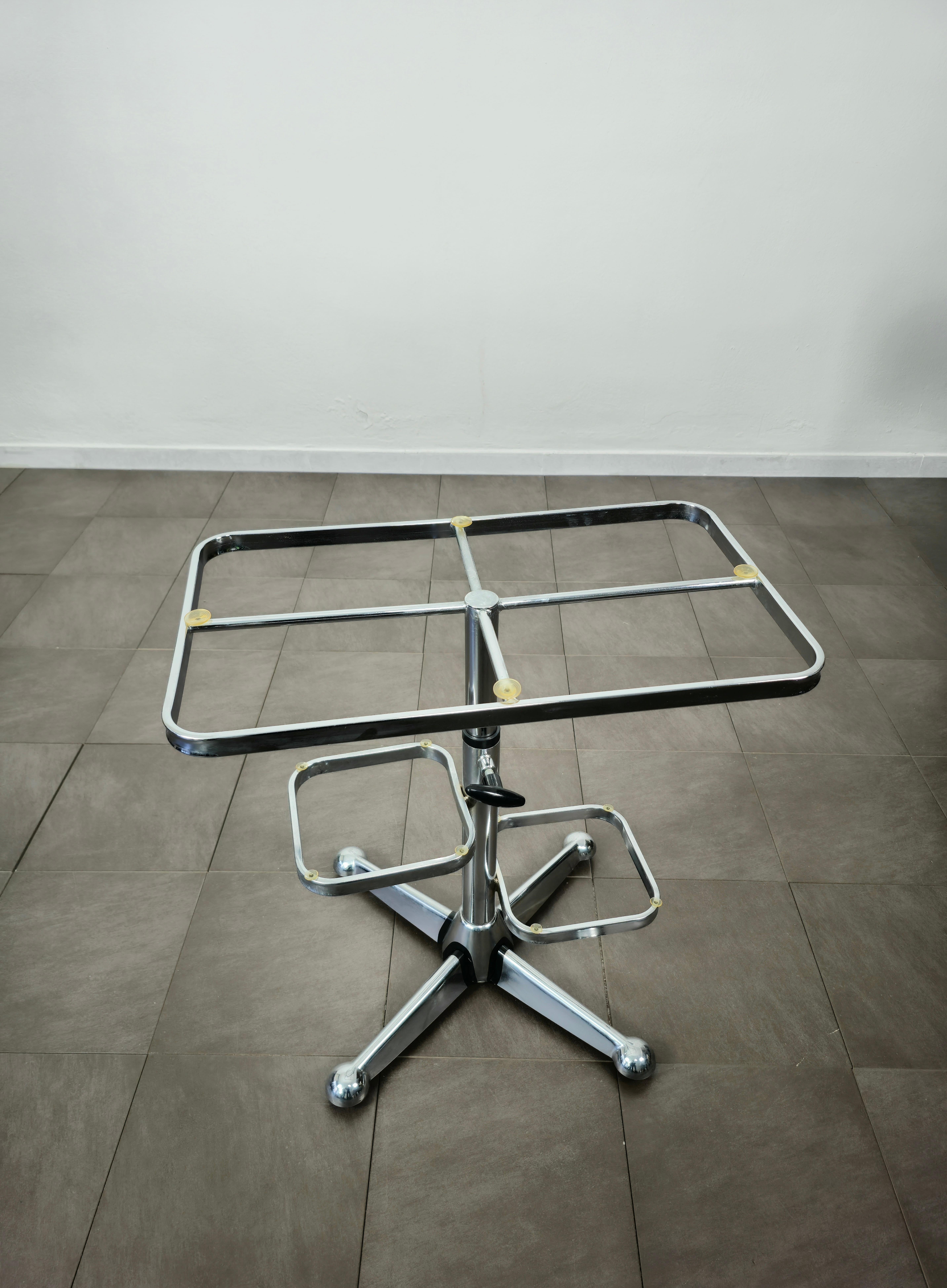 Metal Allegri Parma Vintage TV Trolley Chrome and Glass Design Italy 1970s