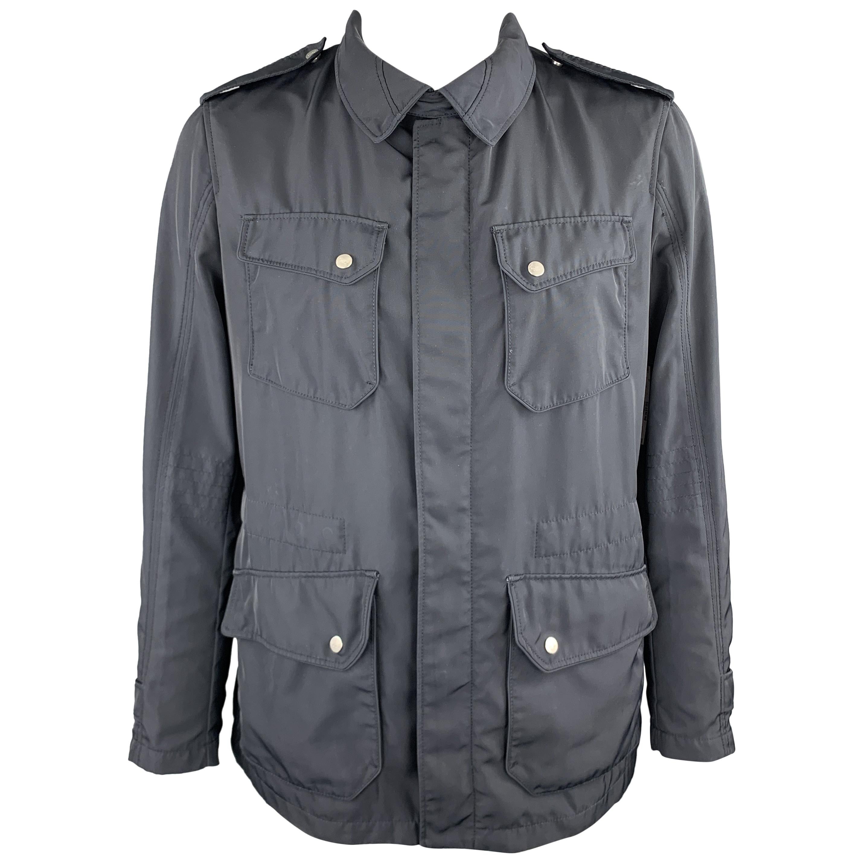 ALLEGRI Size XL Navy Hidden Zip Snap Pocket Rain Jacket