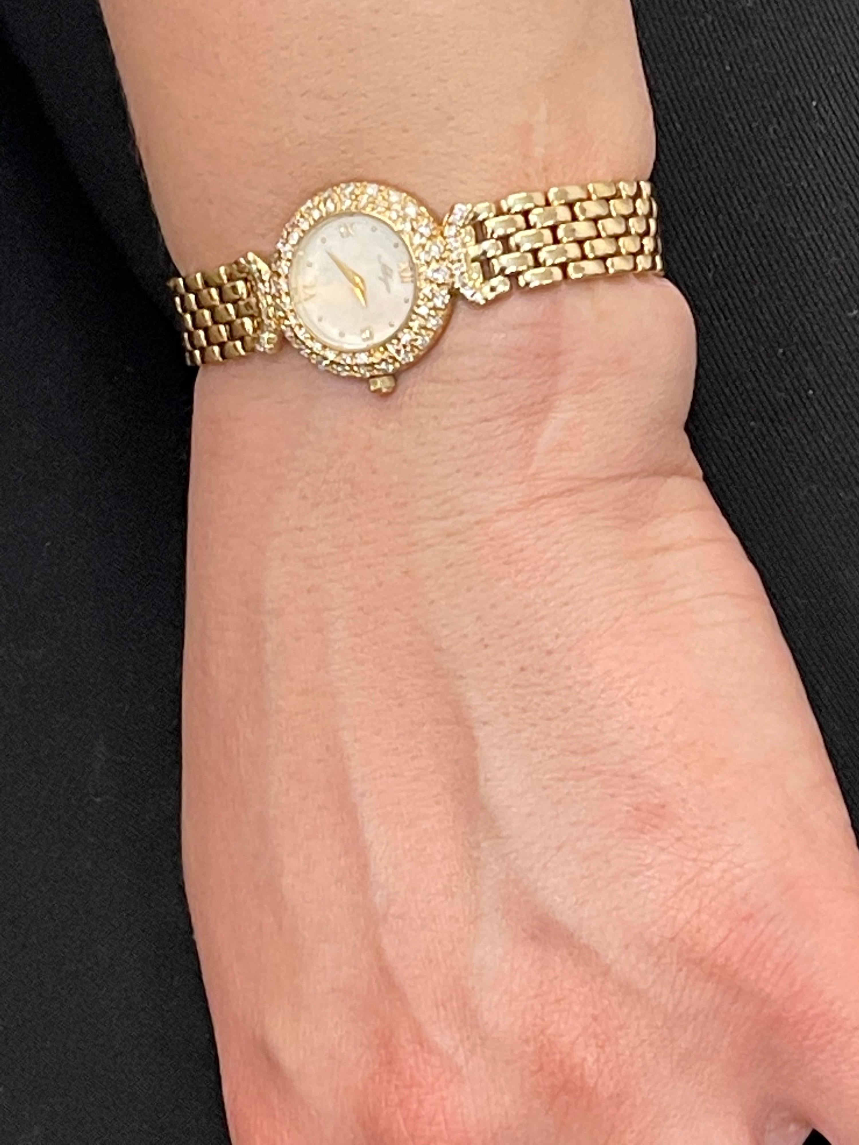 Allegro 14 Karat Yellow Gold Mother of Pearl And Diamond Watch 43 Grams 5