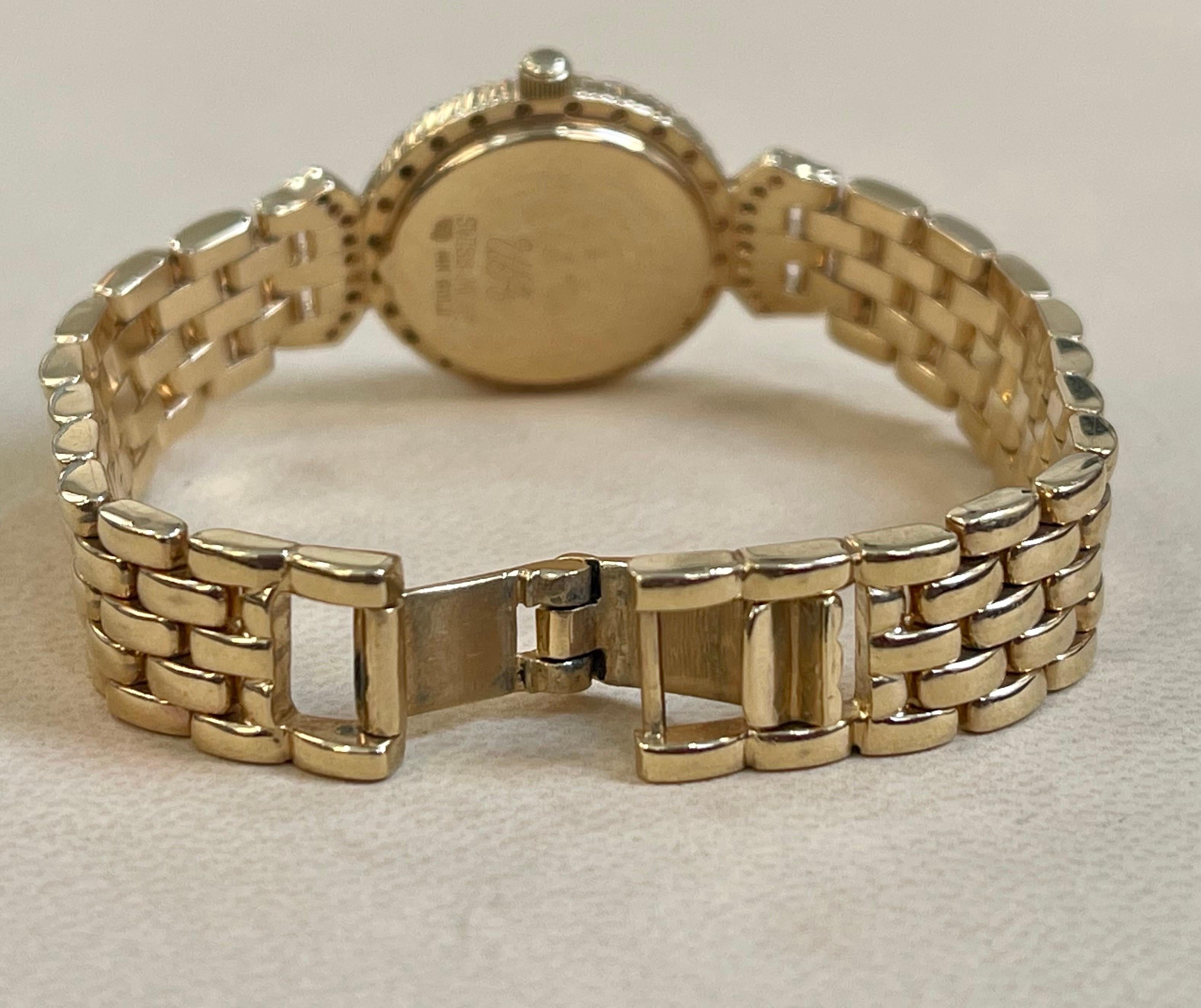 Allegro 14 Karat Yellow Gold Mother of Pearl And Diamond Watch 43 Grams In Excellent Condition In New York, NY